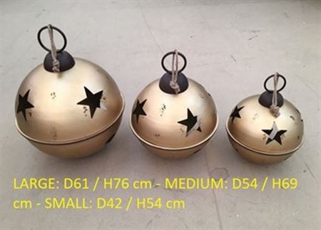 Giant Metal Round Bells S/3 Gold
