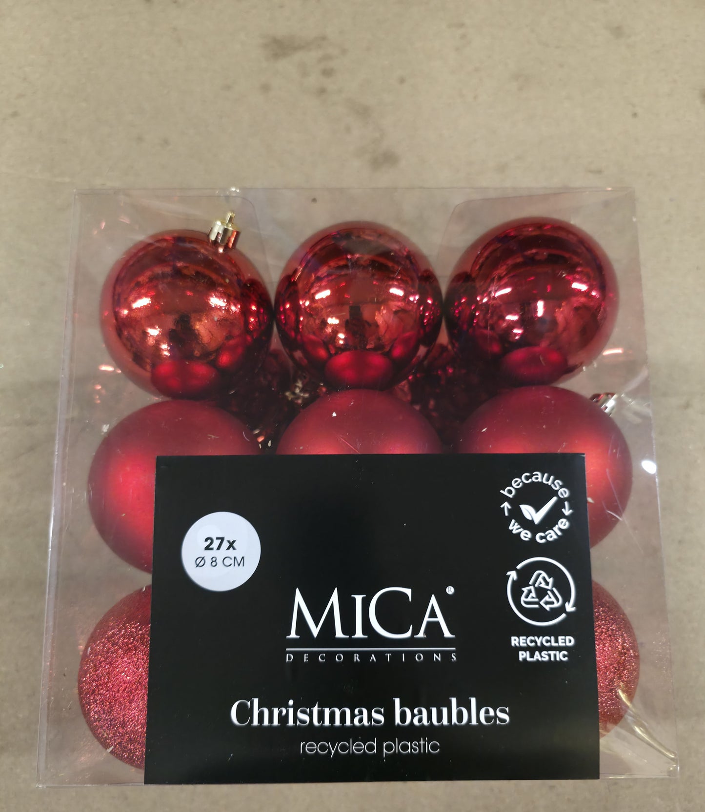 Bauble Unbreakable 8cm Red X27