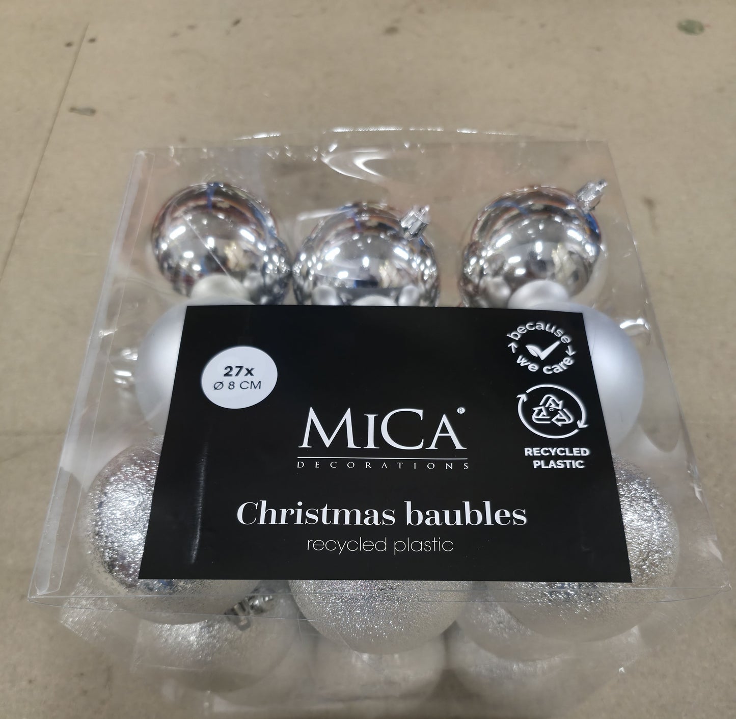 Bauble Unbreakable 8cm Silver X27