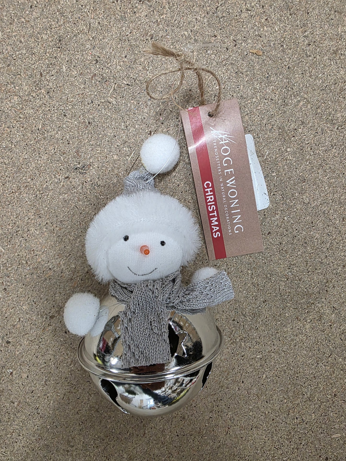 Deco Hanging Bell Snowman Silver 13cm