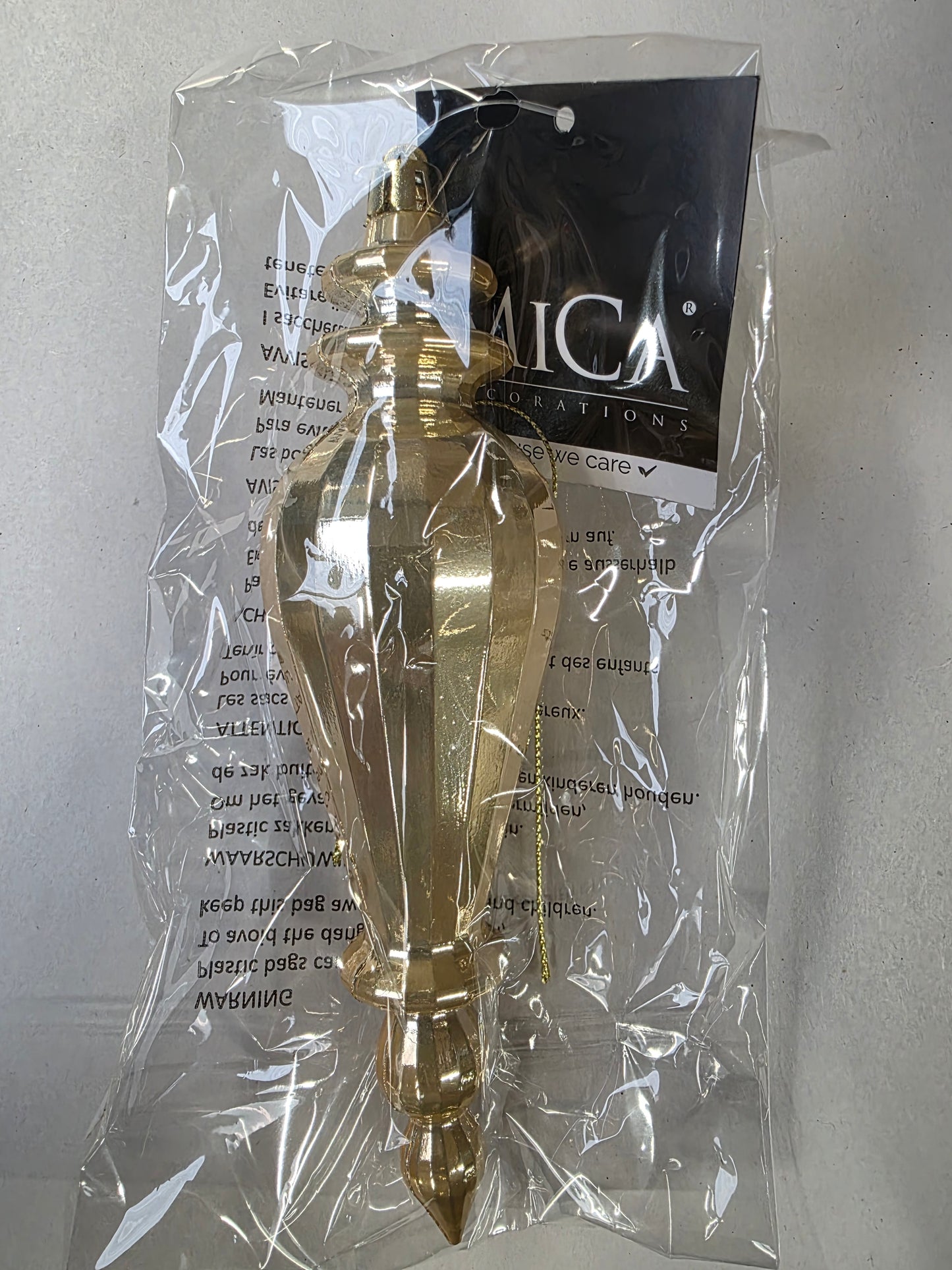 Hanging Finial Gold Pearl 16 X 5cm