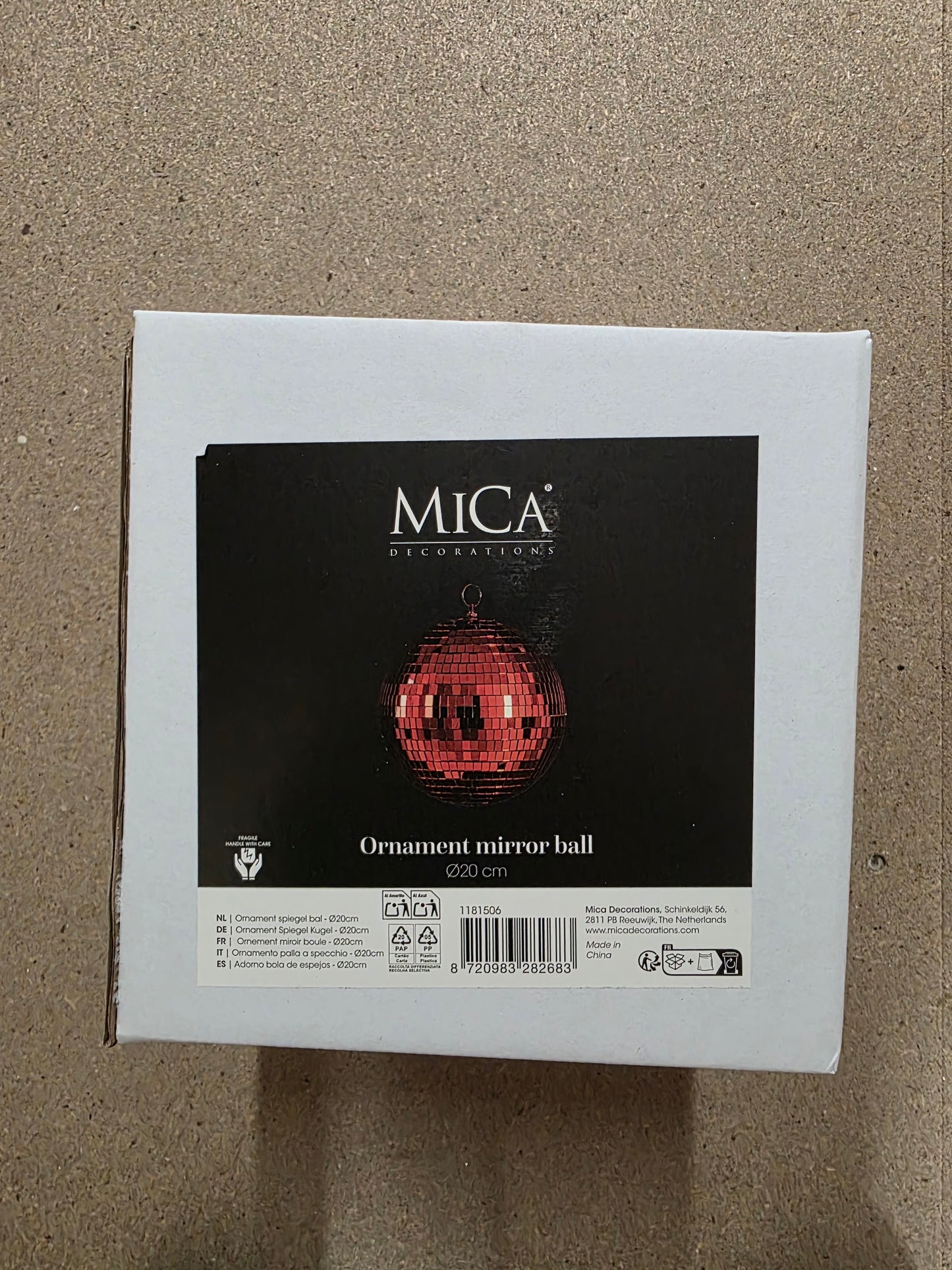 Hanging Mirror Ball Red 20cm