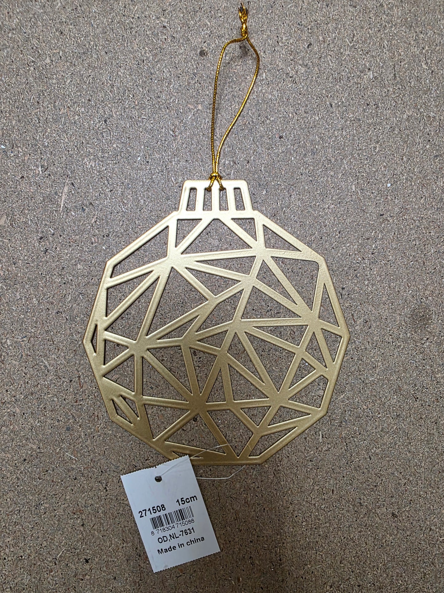 Metal Geo Ball Hang Gold 15cm