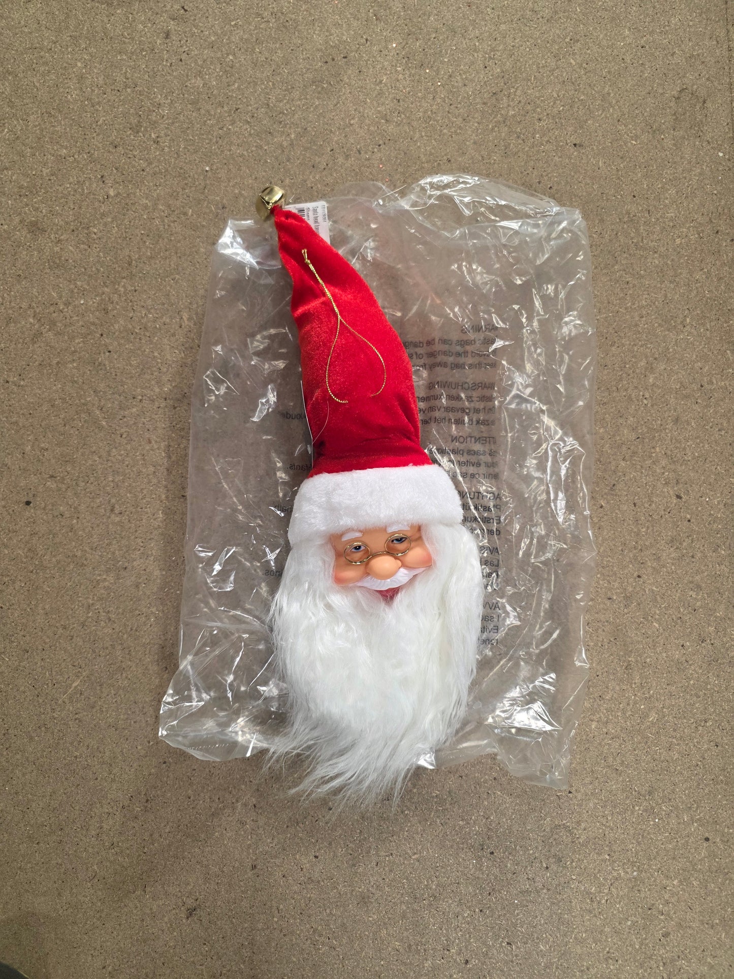 Santa Head Hanging Red 45x15cm