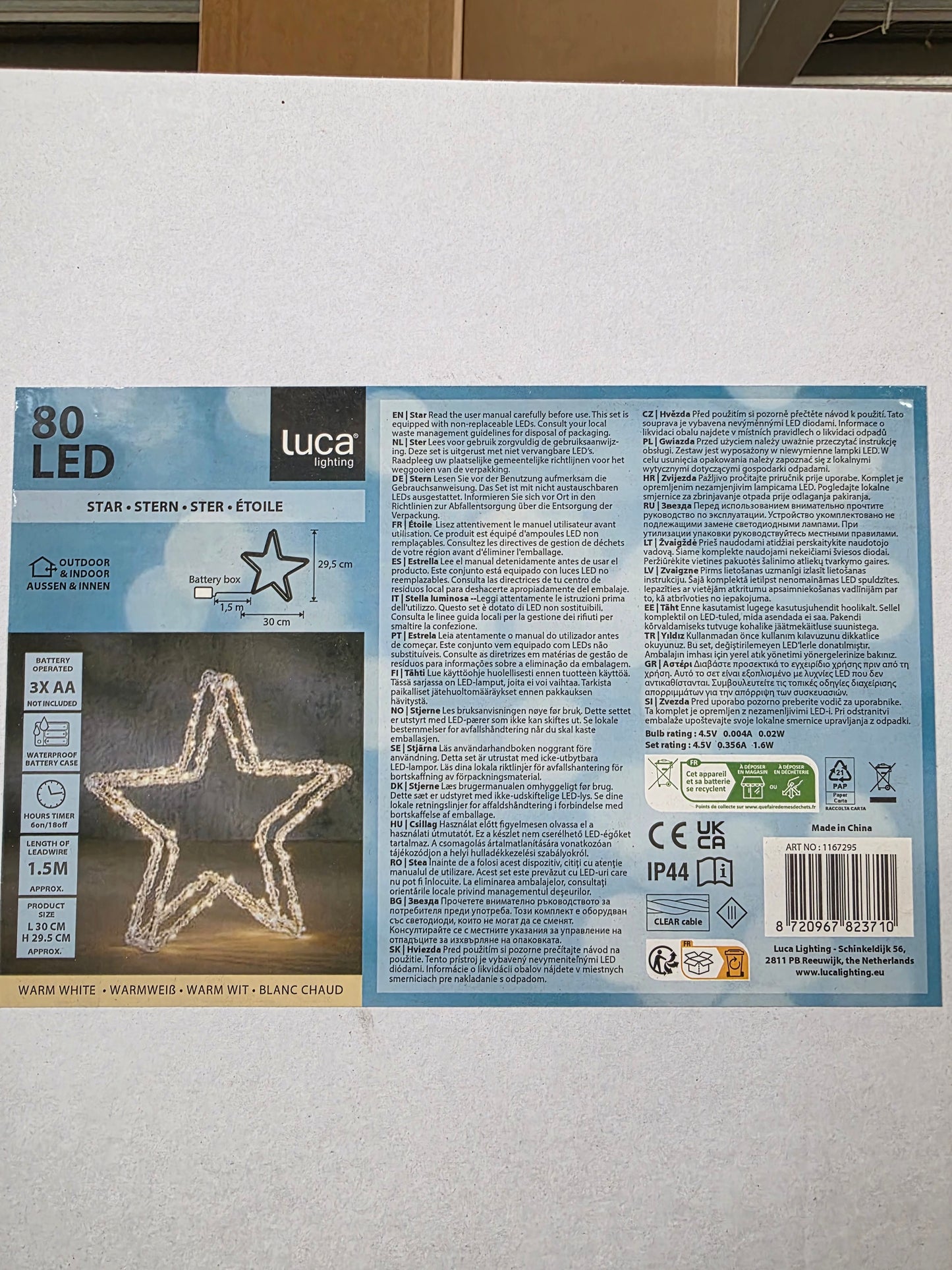 Warm White Star 80 Led Battery Operated