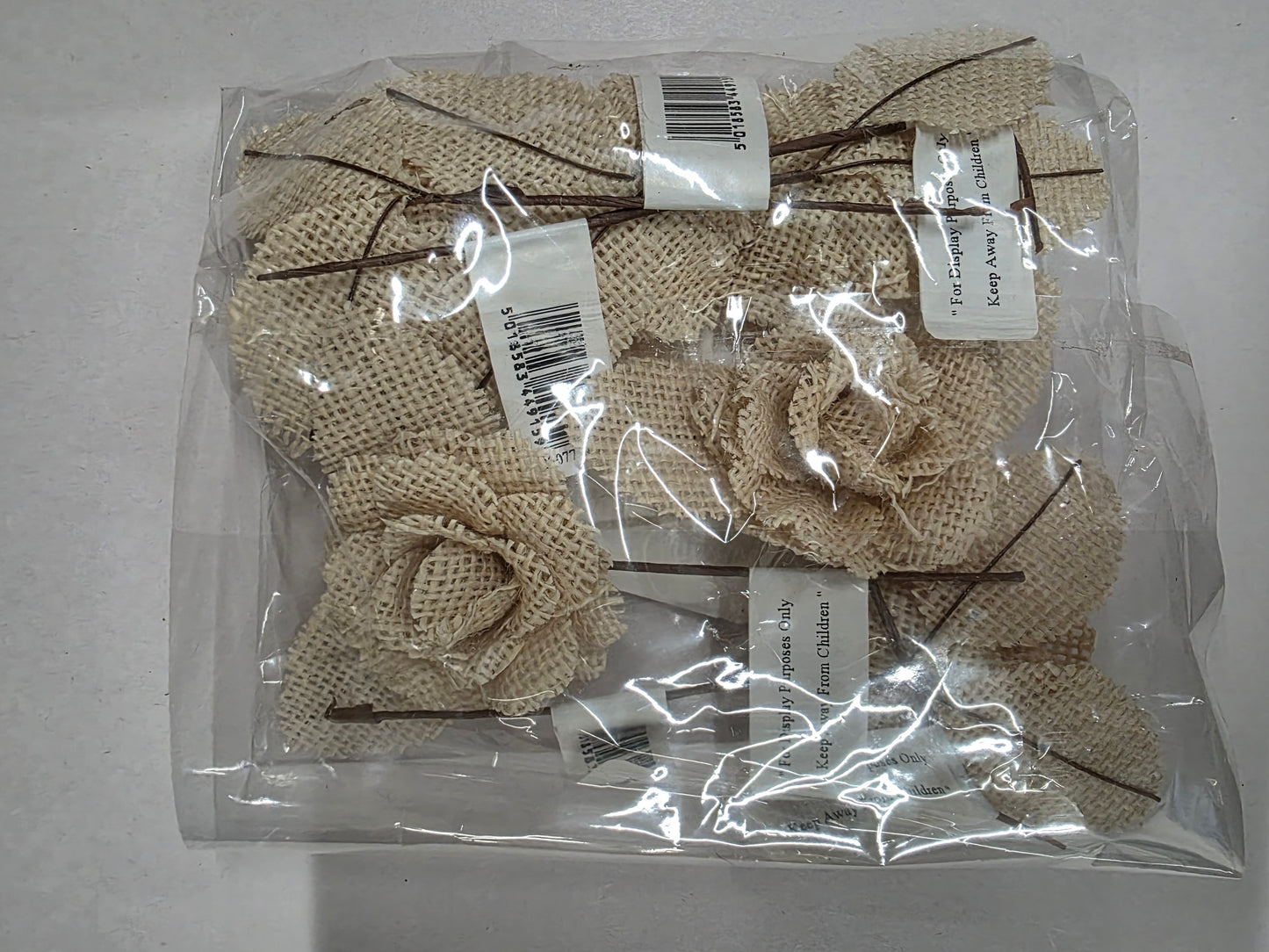 Ribbon Rose Natural 4.6cm X6 (PACK OF 2)