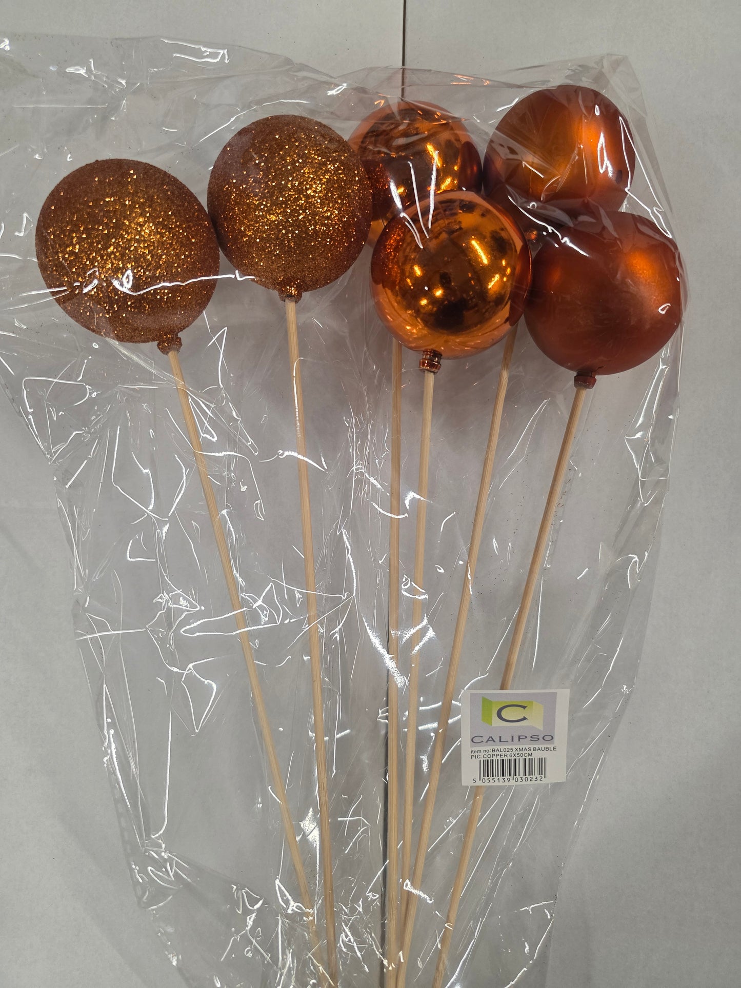 Bauble Pick Assorted Copper 50cm X6