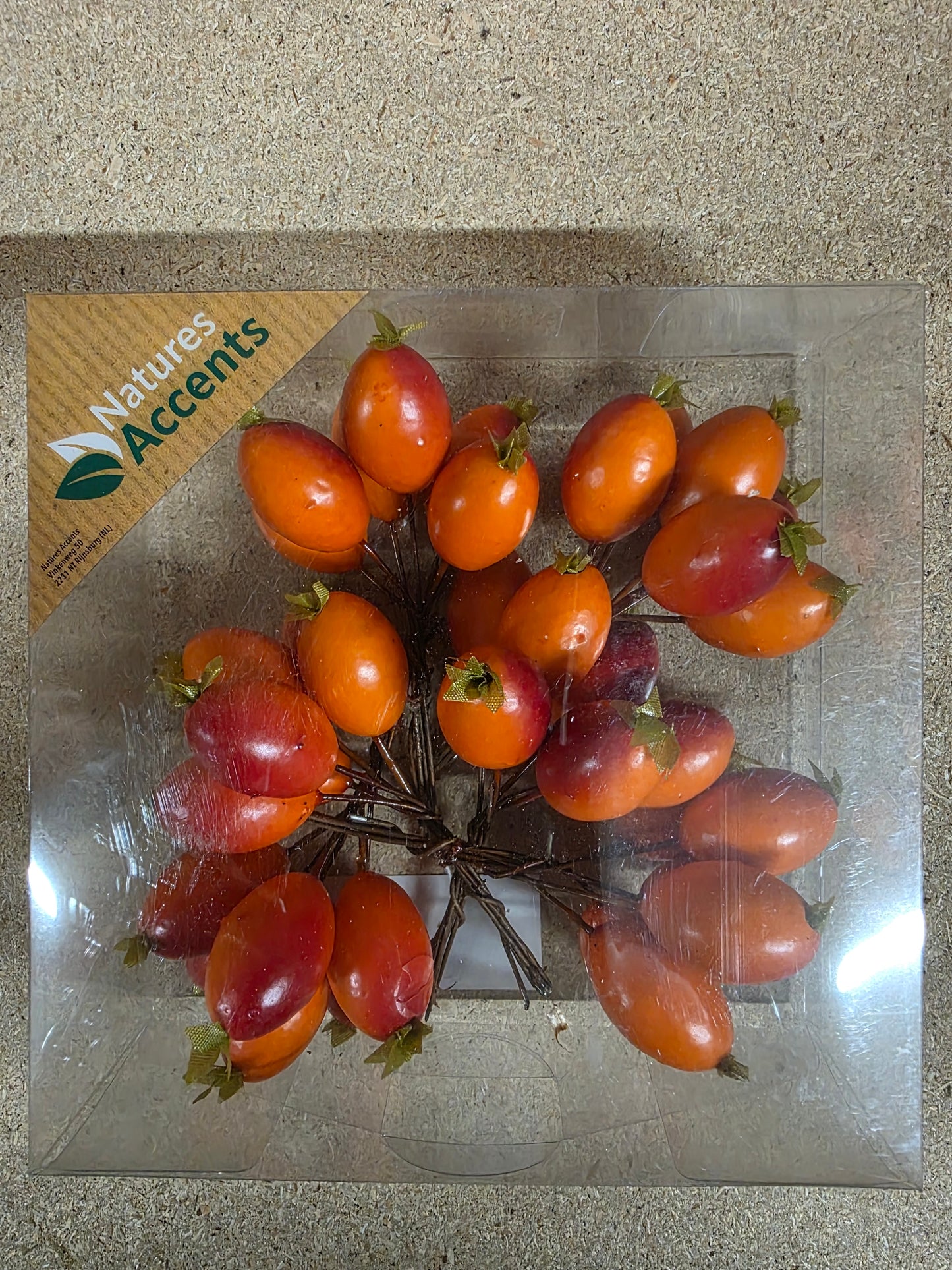 Rose Hips On Wire Orange 4cm X36