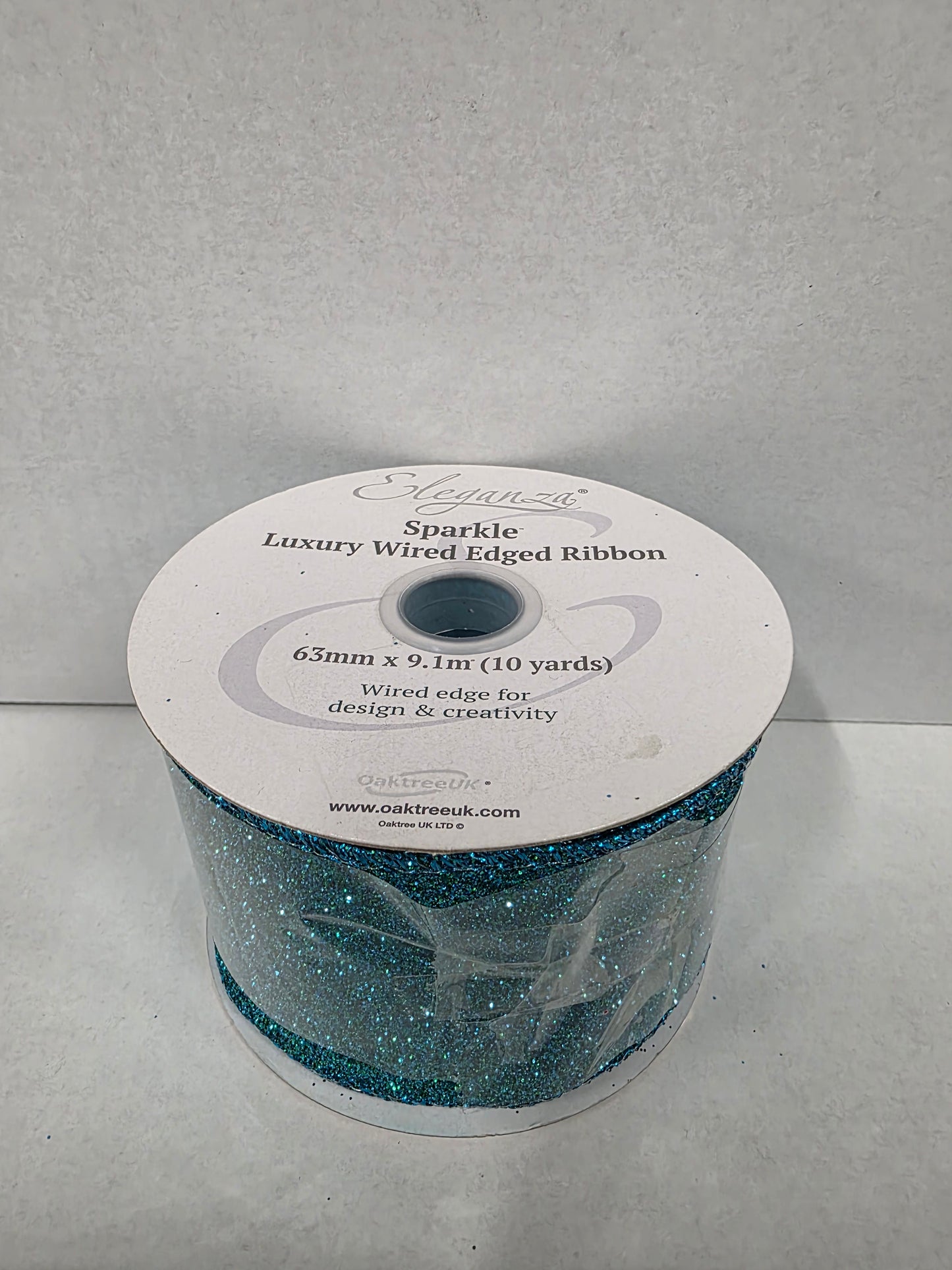 Xmas Ribbon Sparkle Turquoise 63mm