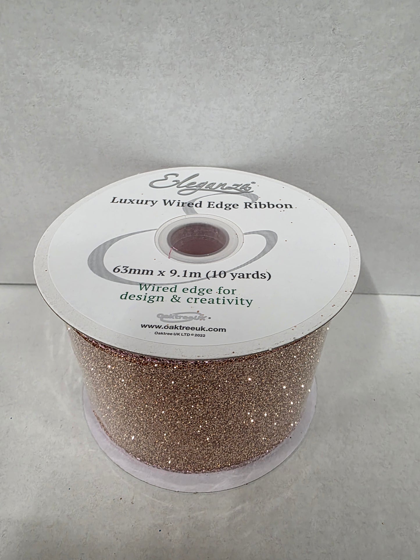 Ribbon Xmas Sparkle Rose Gold 63mm