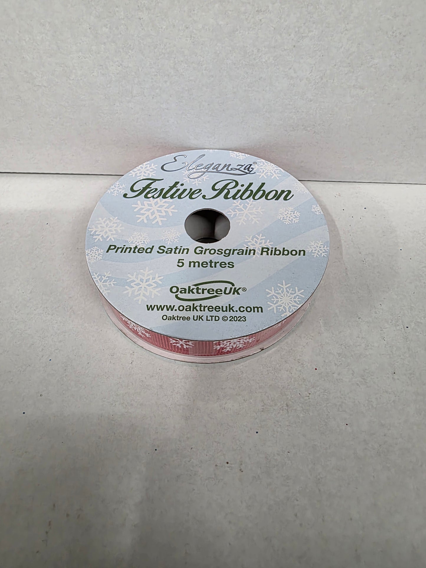 Ribbon Xmas Grosgrain Snowflake Red 15mm