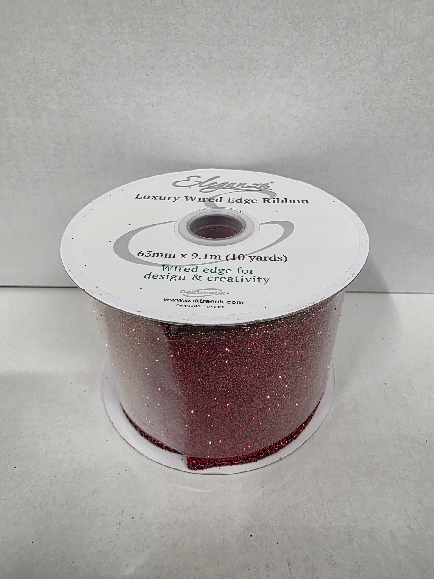 Ribbon Xmas Sparkle Burgundy 63mm