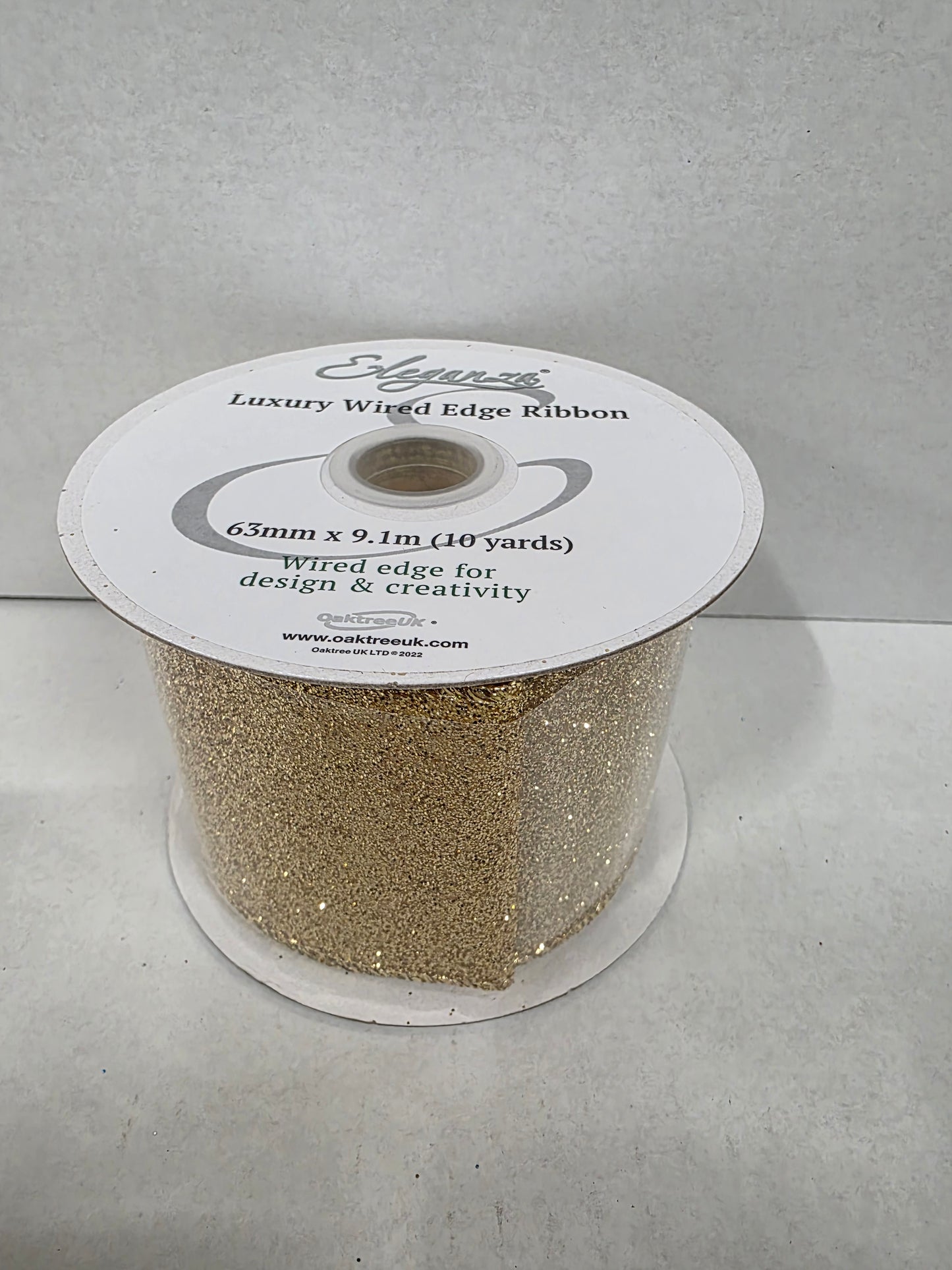Ribbon Xmas Sparkle Gold 63mm
