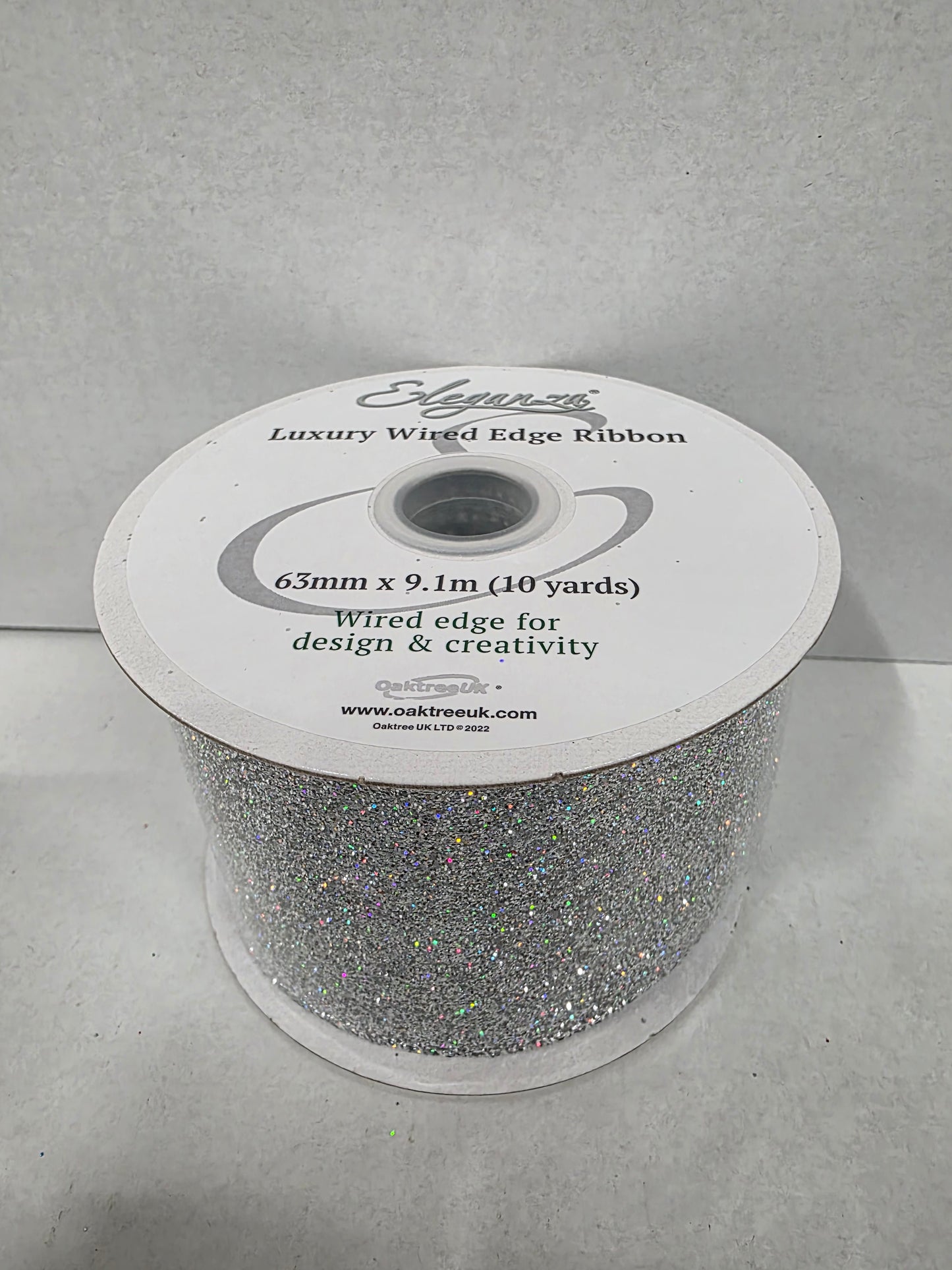 Xmas Ribbon Sparkle Silver 63mm