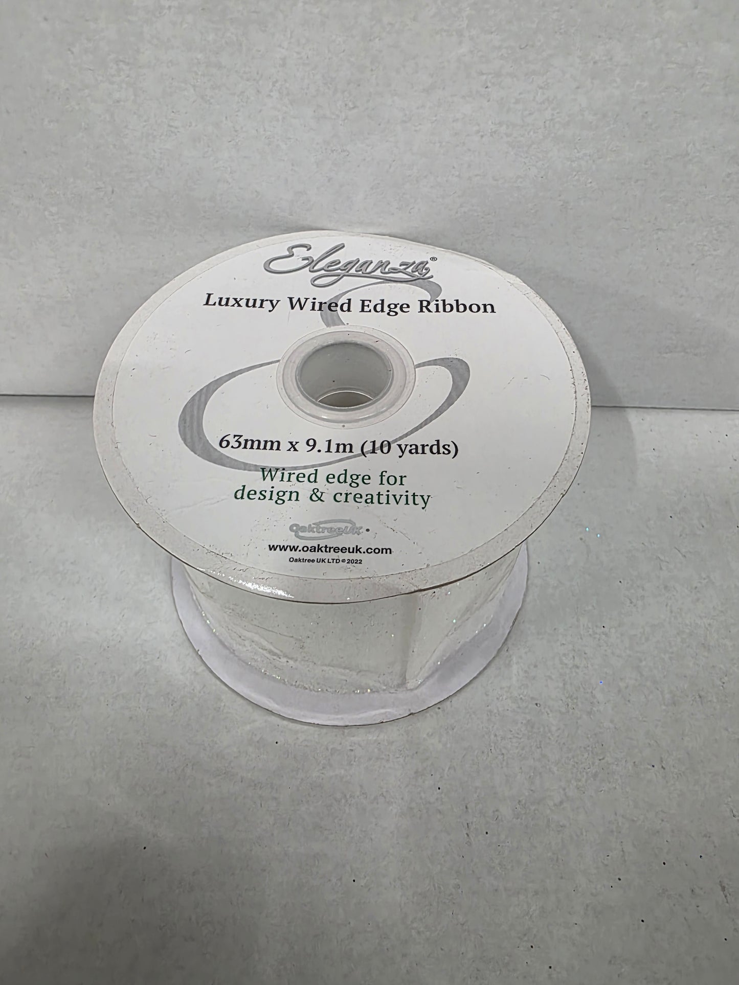 Ribbon Xmas Sparkle White 63mm