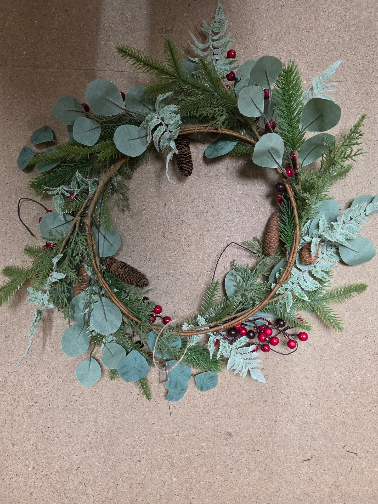 Wreath Pinecone Red Berry 55cm