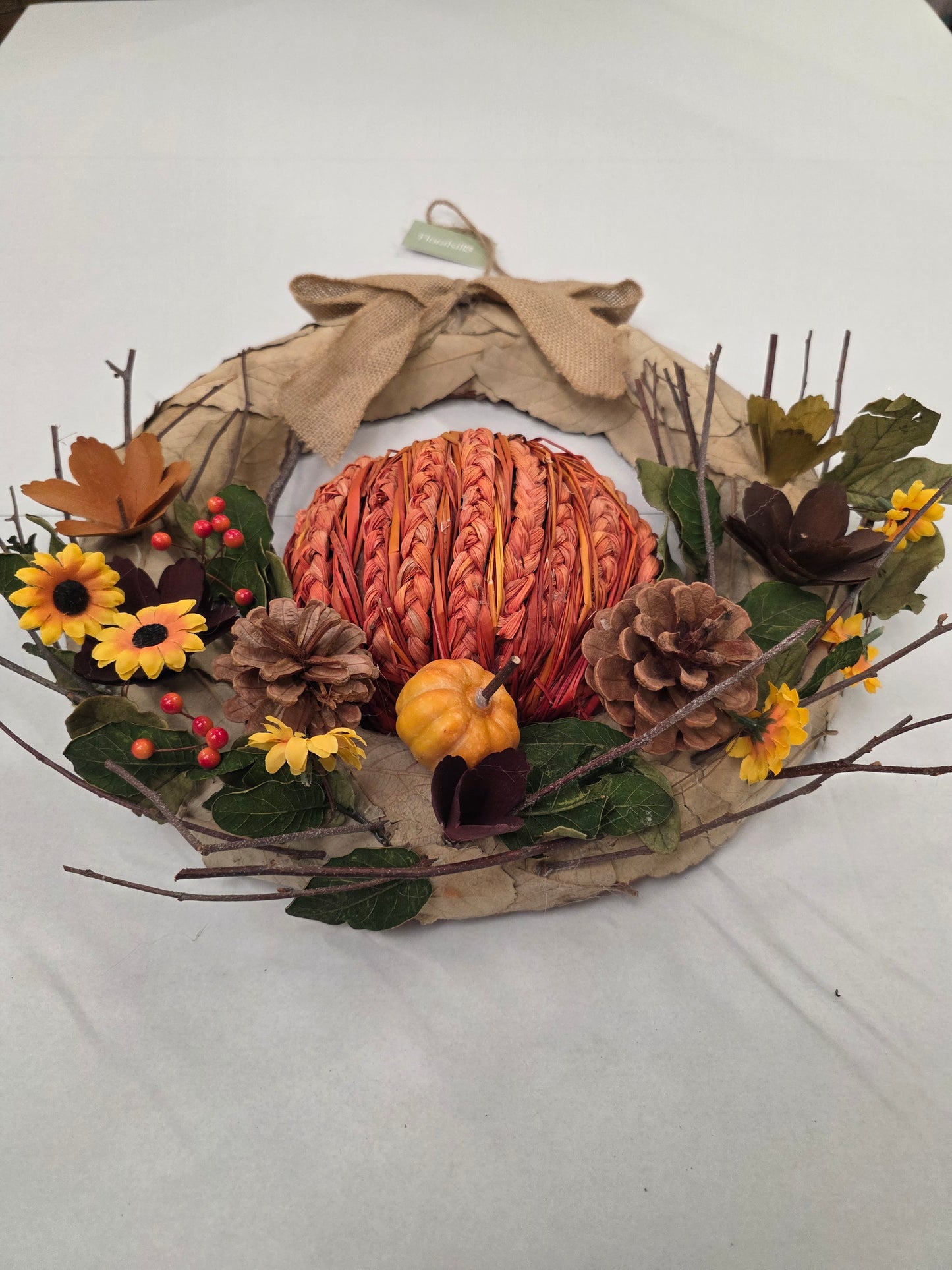 Wreath Raffia Pumpkin 52cm