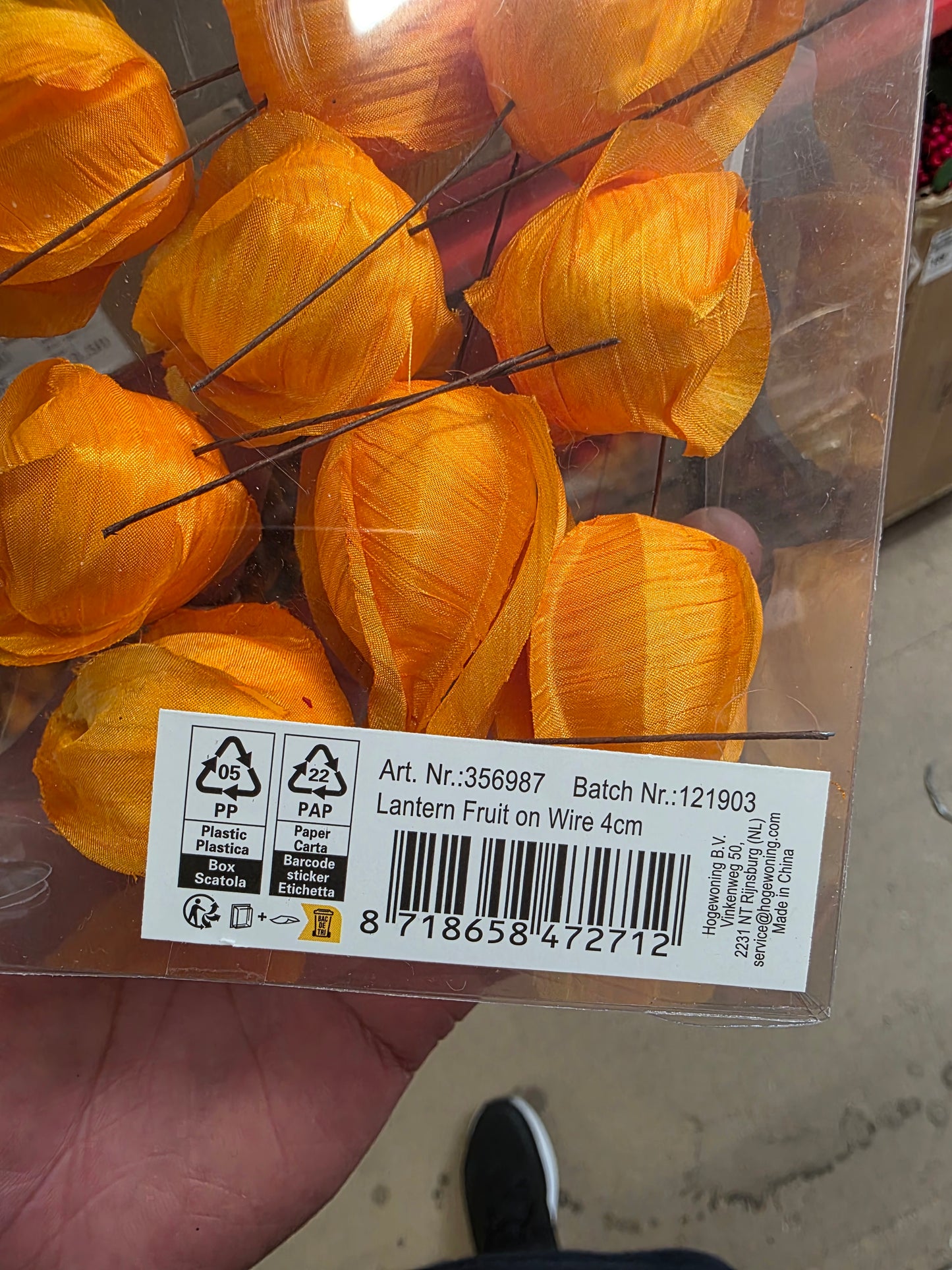 Lantern Fruit On Wire Orange 4cm X9