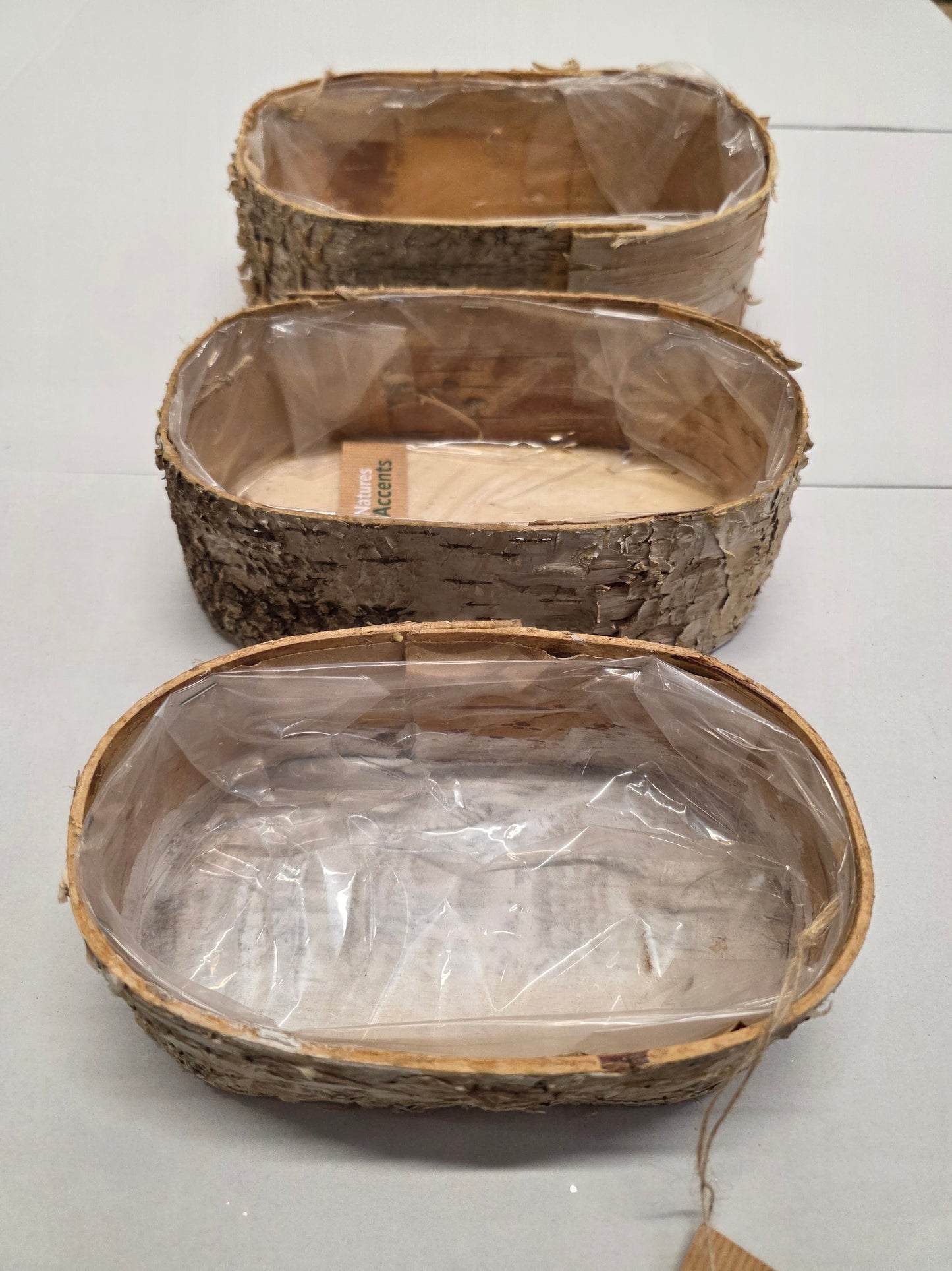 Basket Planter Set Of 3 Birch Bark 27cm