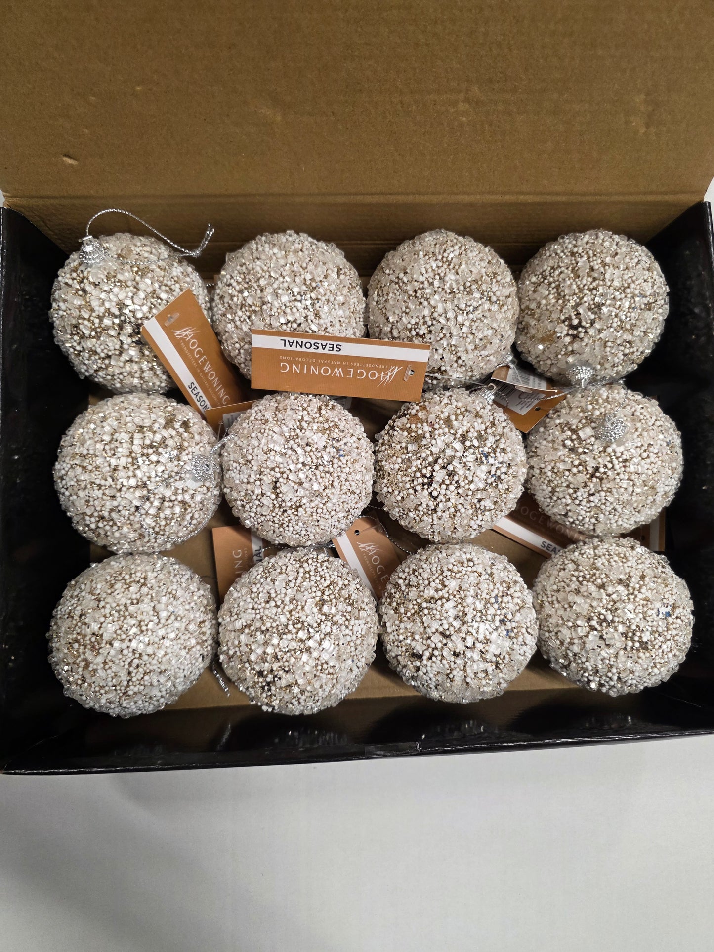 Bauble Frosted Gold 8cm 12 In Box