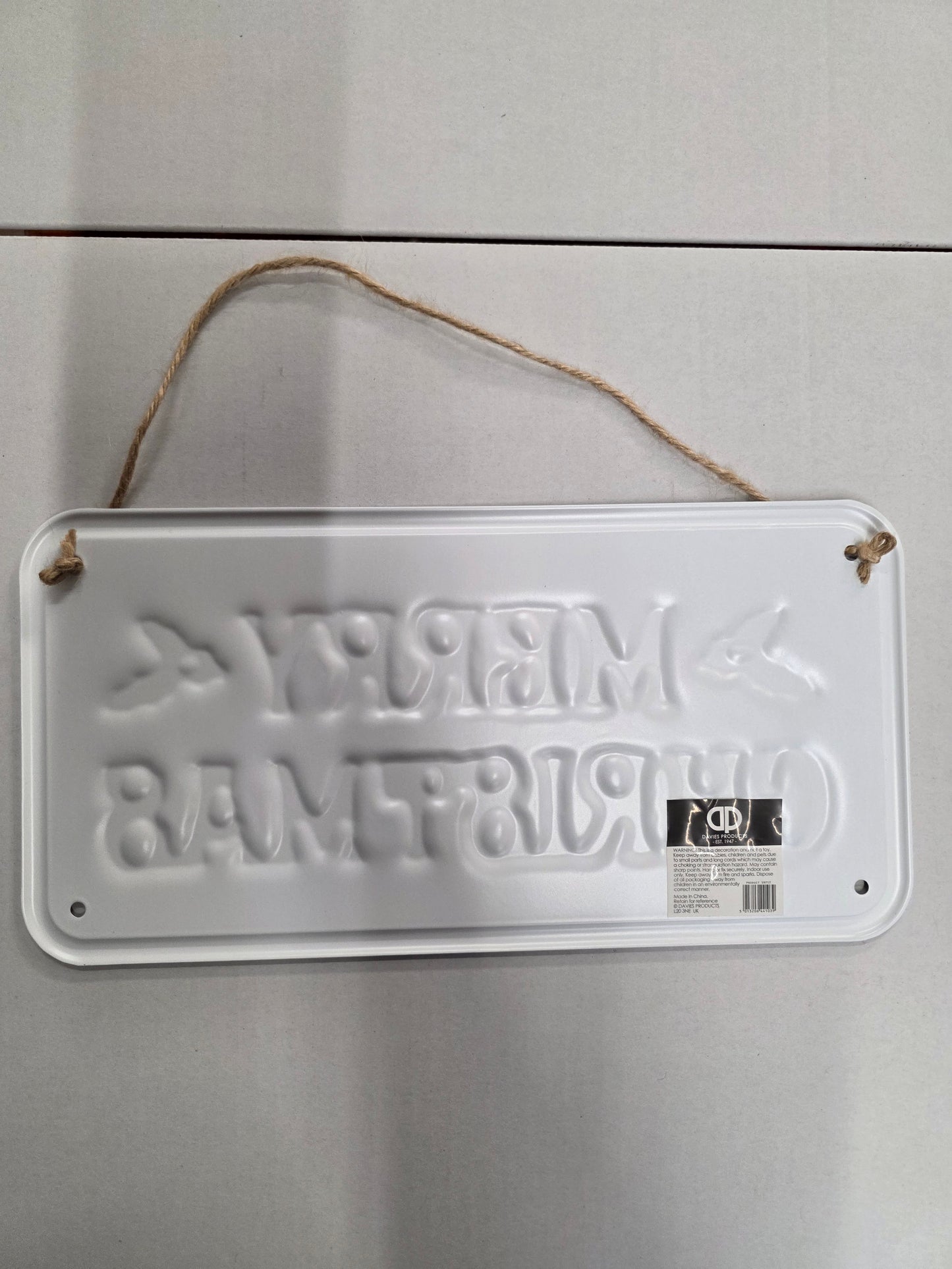 Metal Sign Holly Merry Christmas 15x30cm