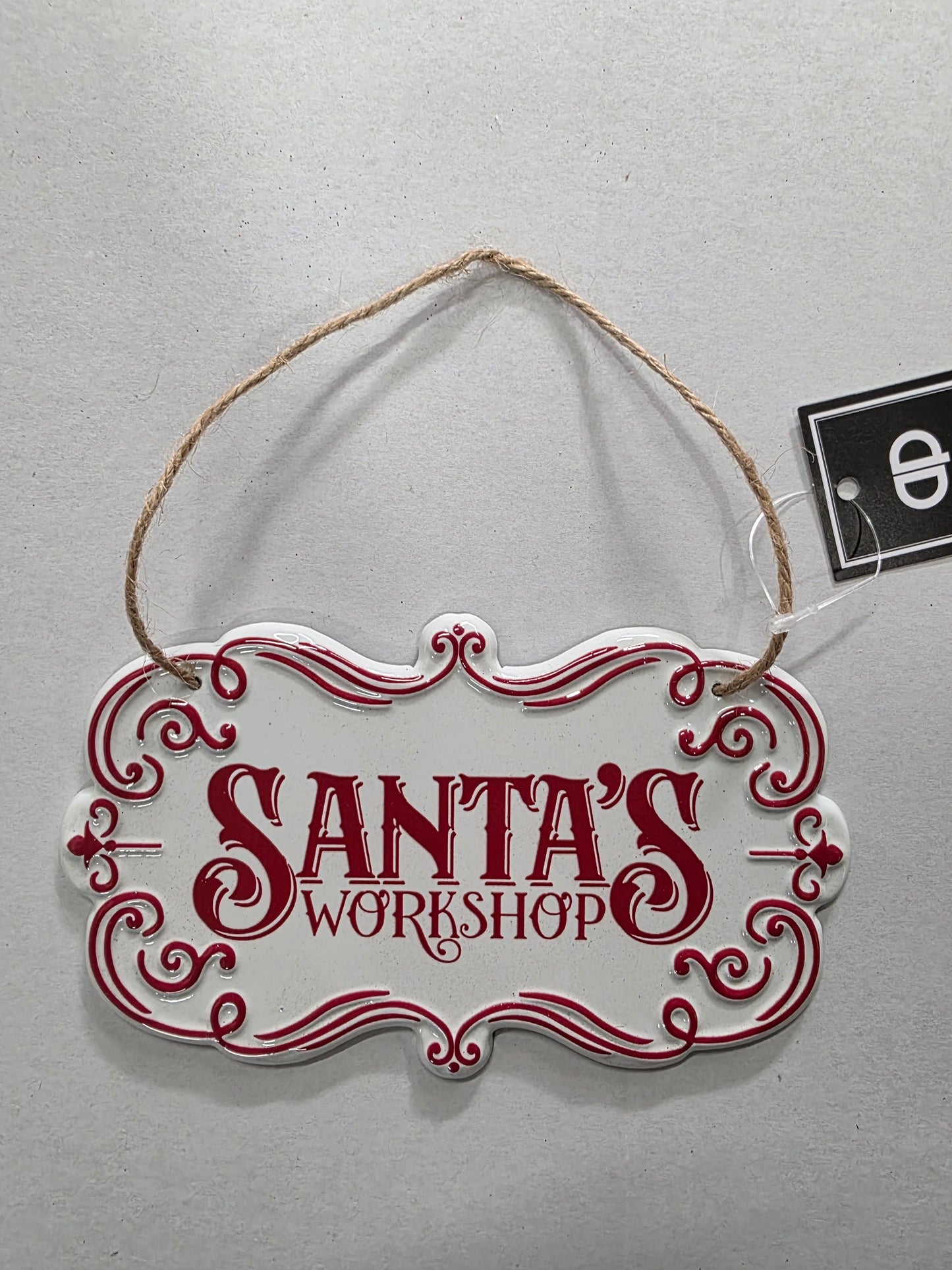 Santa's Workshop Metal Sign 18x10.5cm