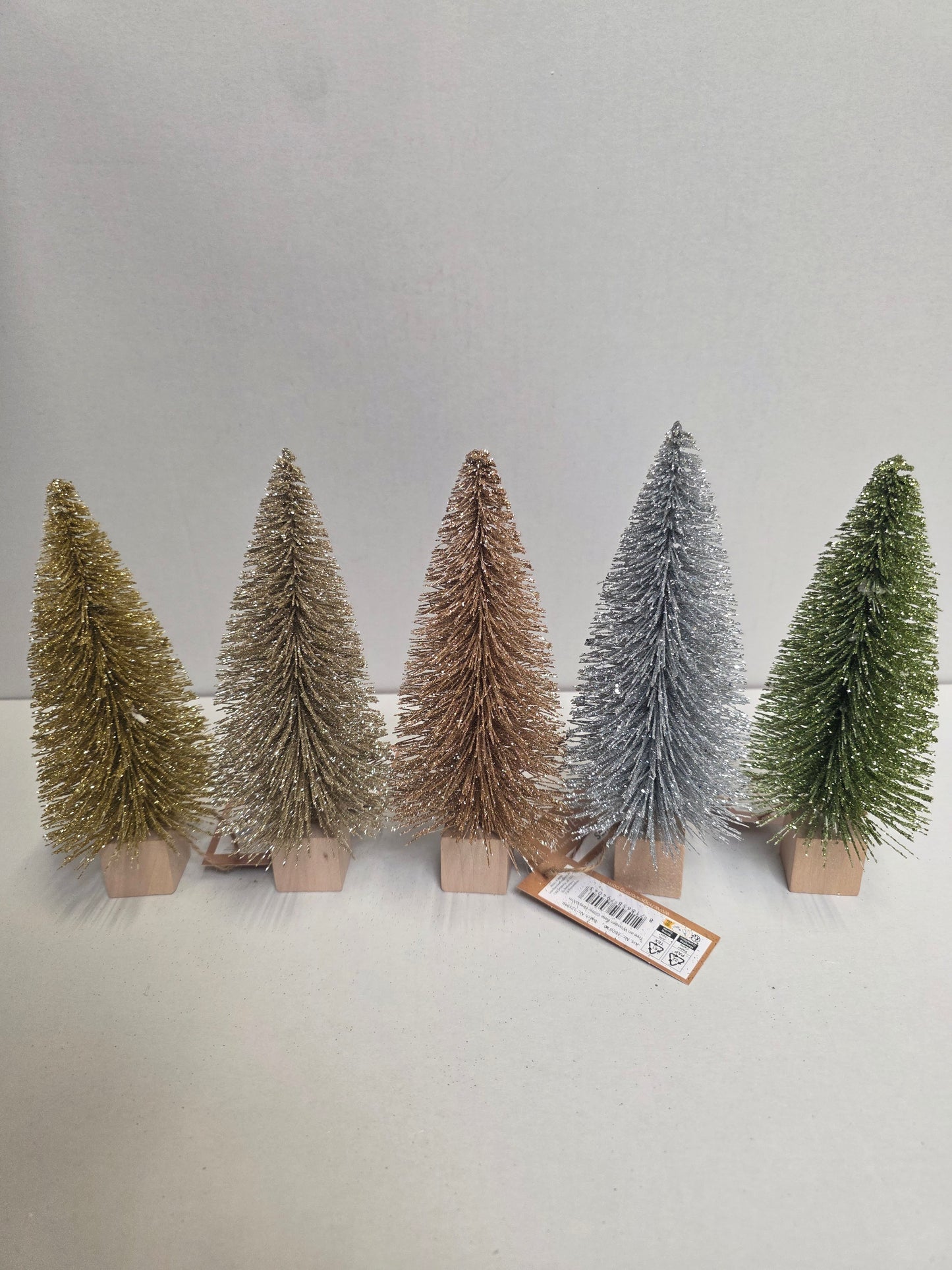 Tree On Wood Base Glitter Assorted 20cm