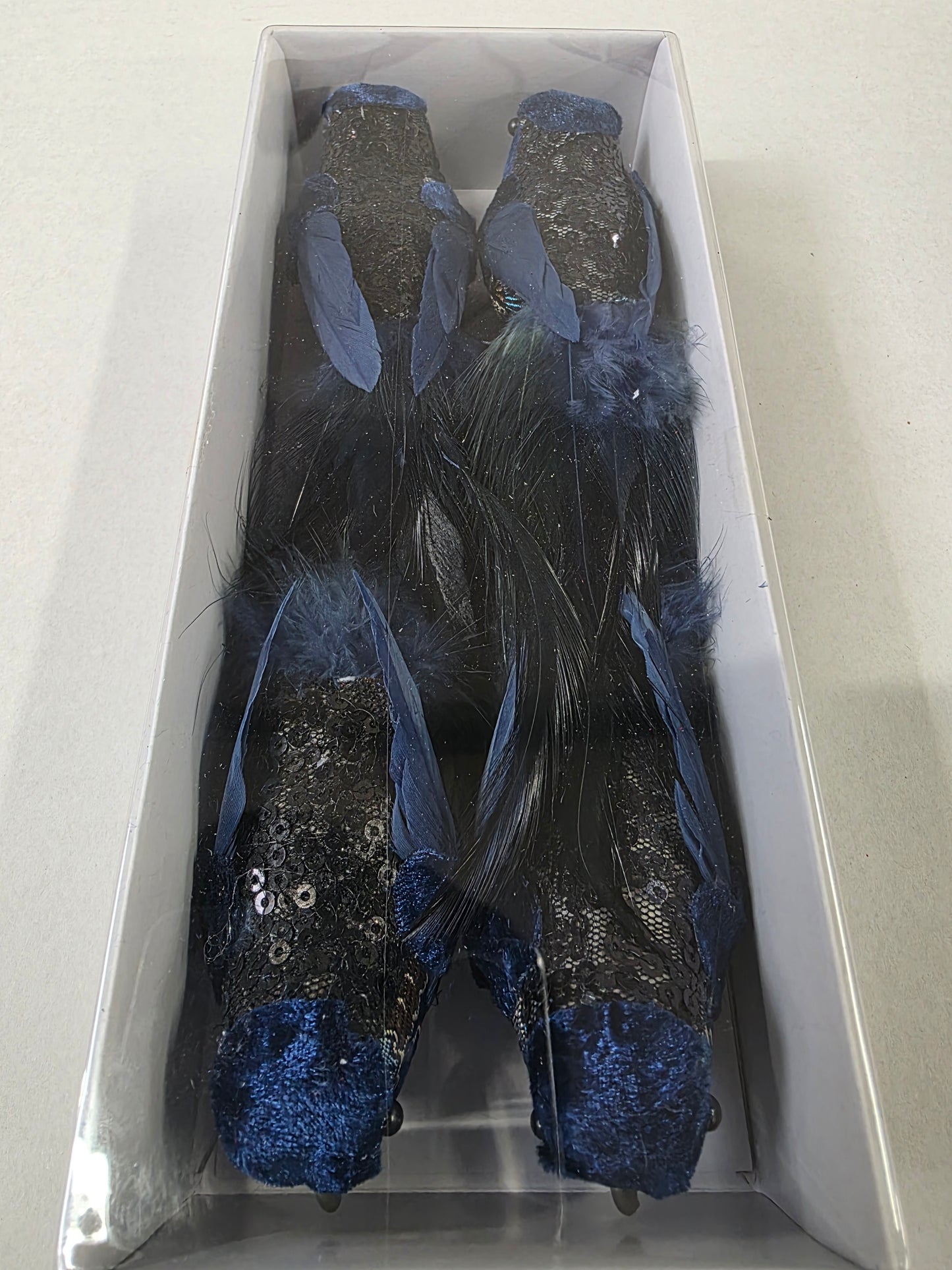 Fabric Bird Clips Blue 17cm X4