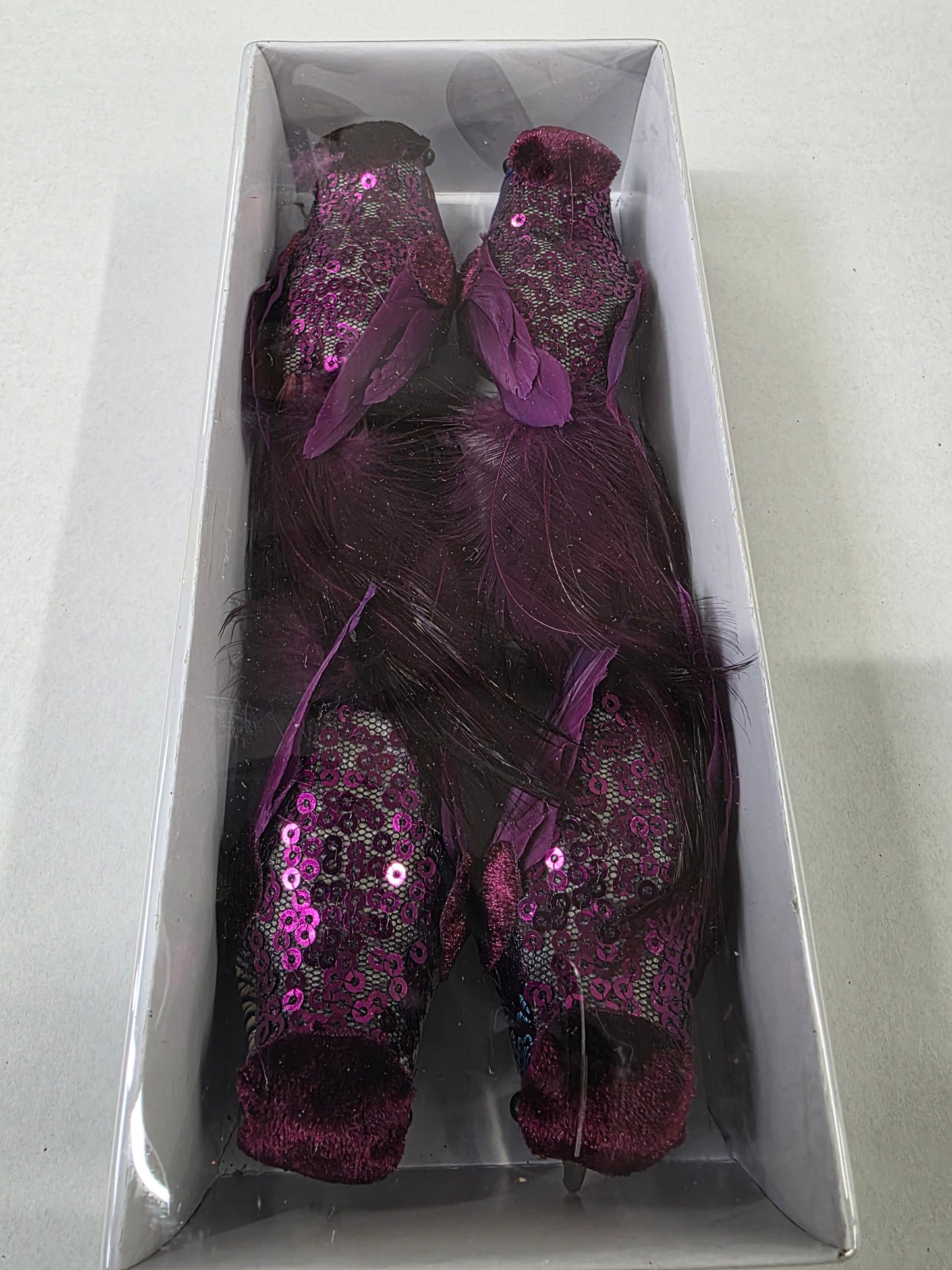 Fabric Bird Clips Purple 17cm X4