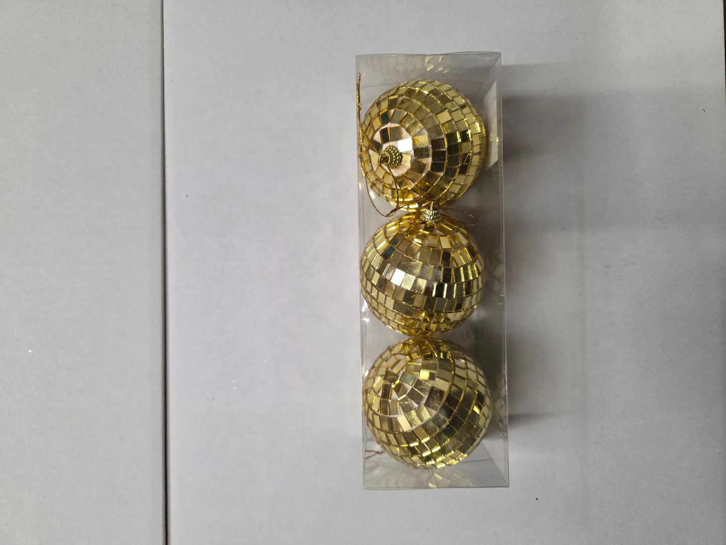 Bauble Mirror Ball X3 Gold 8cm