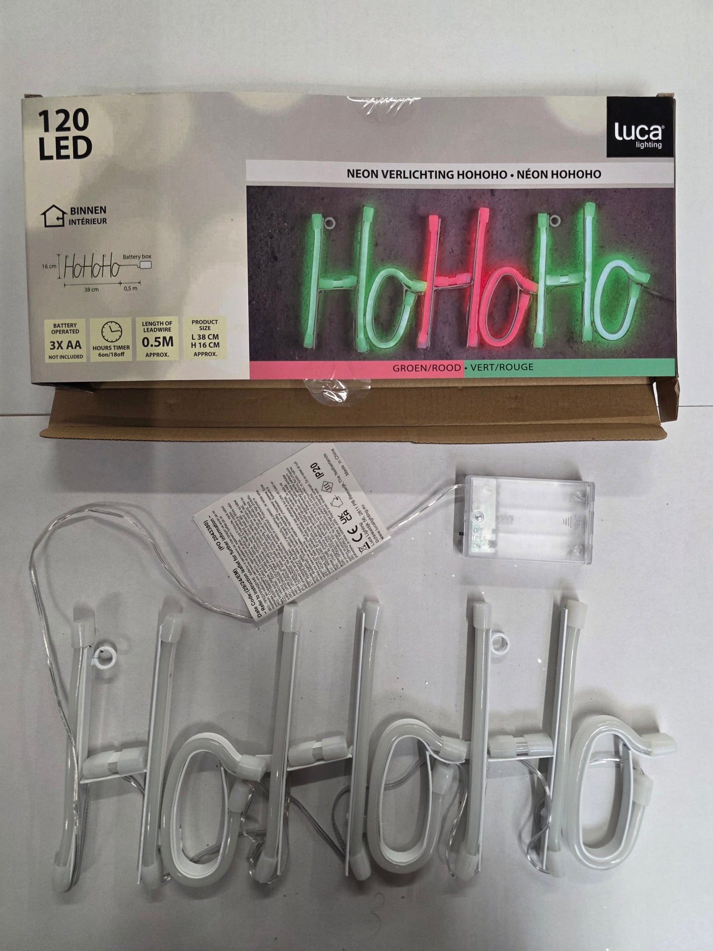 Neon Ho Ho Ho Sign Green Red