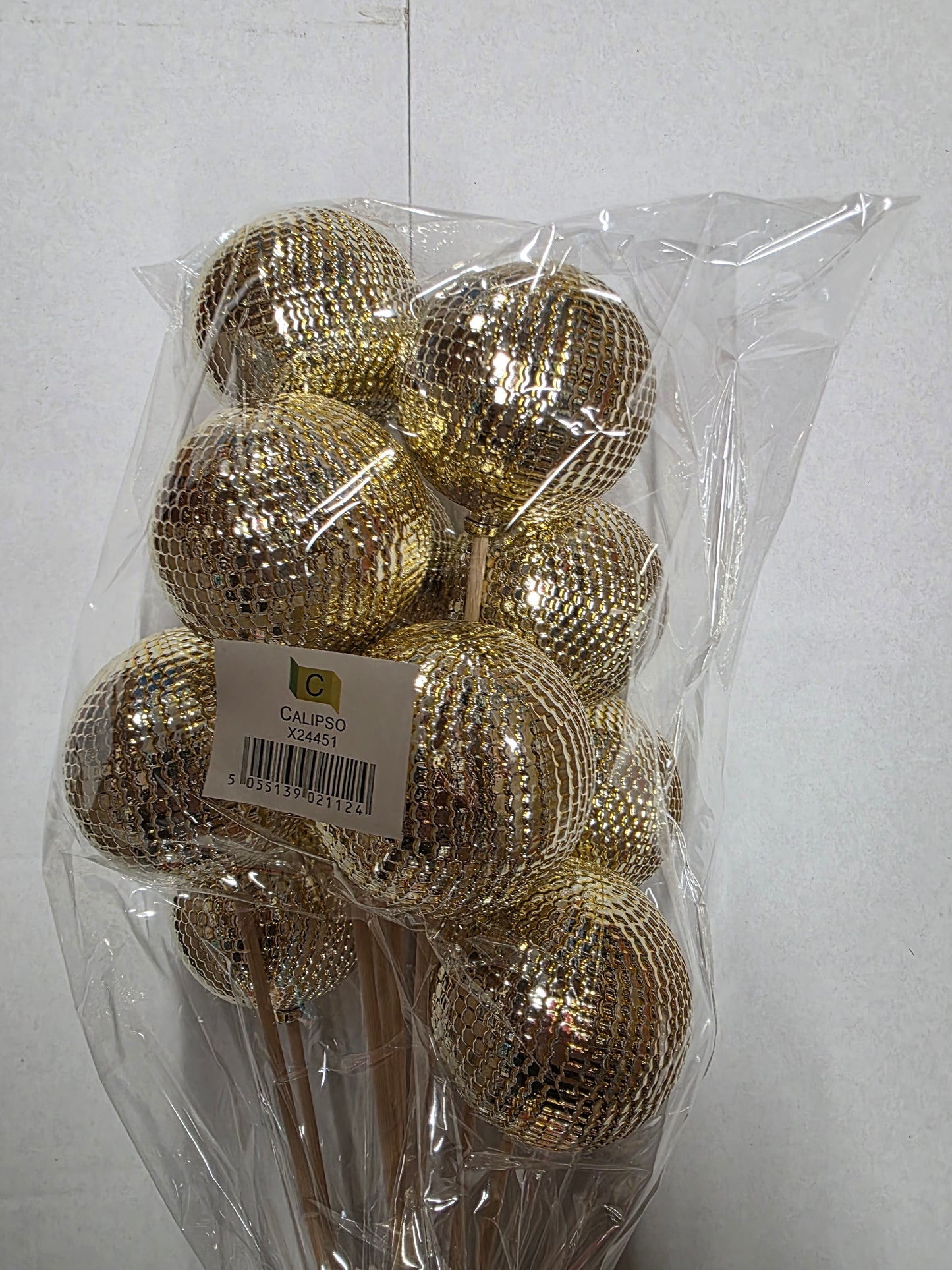 Pick Bauble Glitter Gold 50x6cm (Pack of 4 pieces)