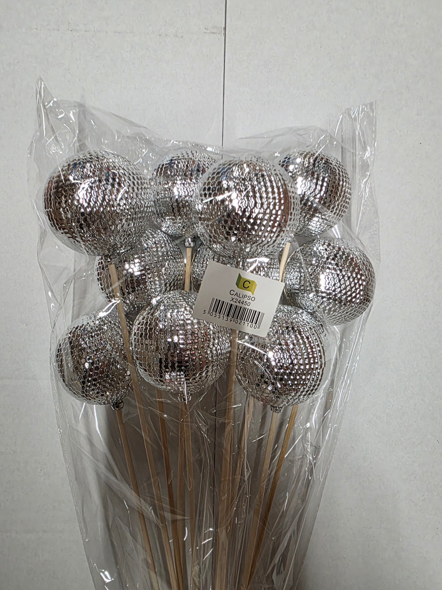 Pick Bauble Glitter Silver 50x6cm (Pack of 10 pieces)