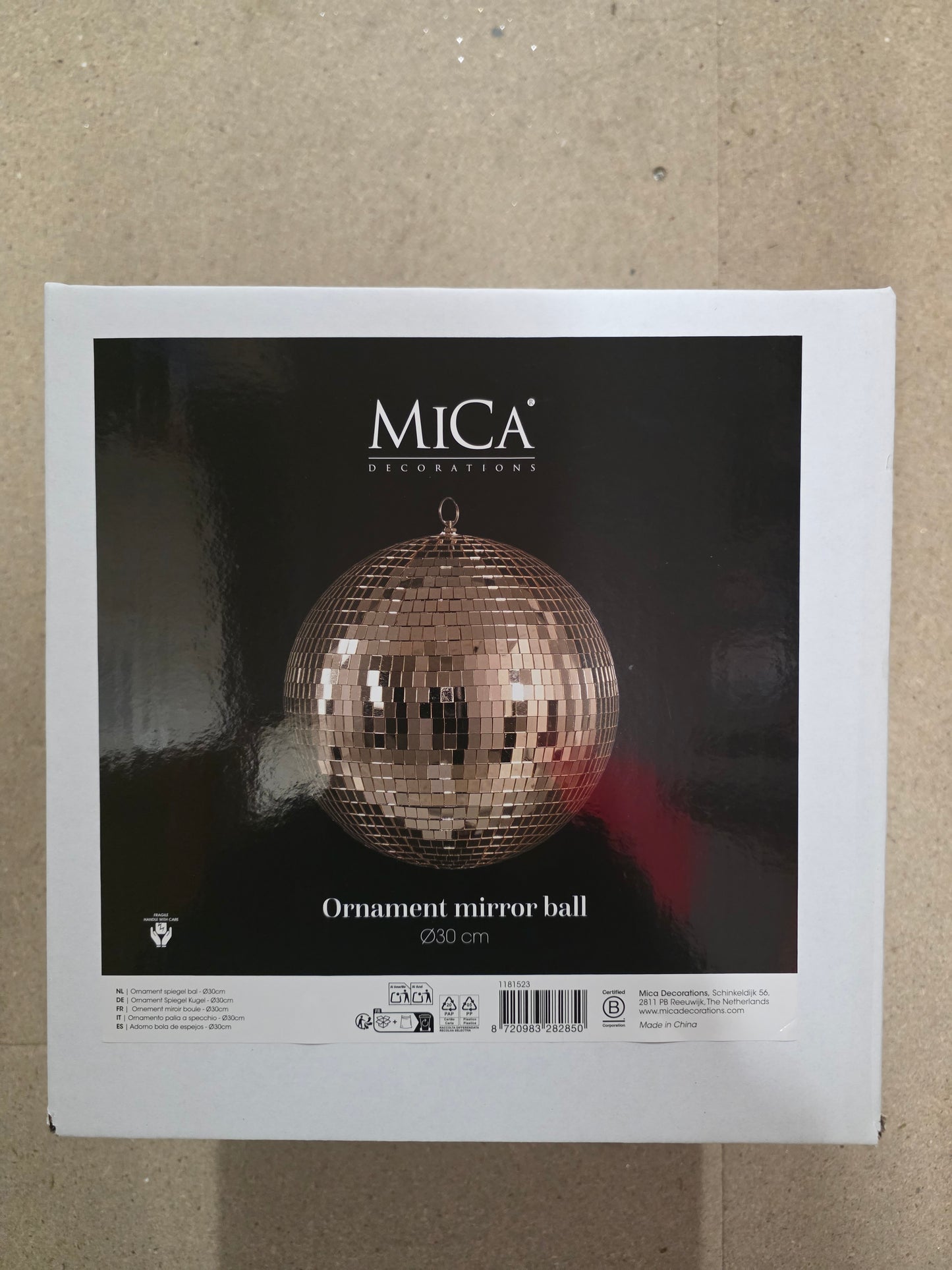 Bauble Mirror Ball Champagne 30cm