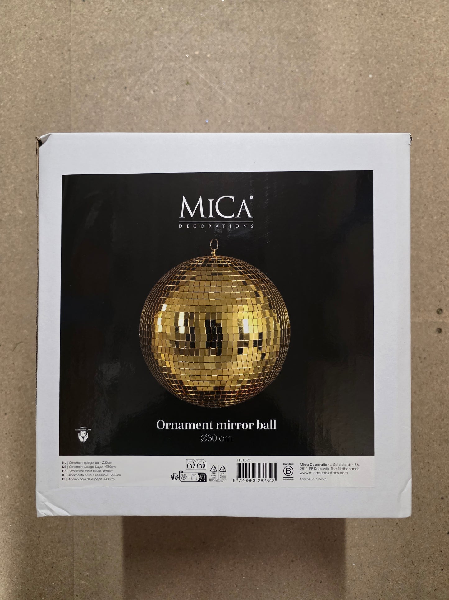 Bauble Mirror Ball Gold 30cm
