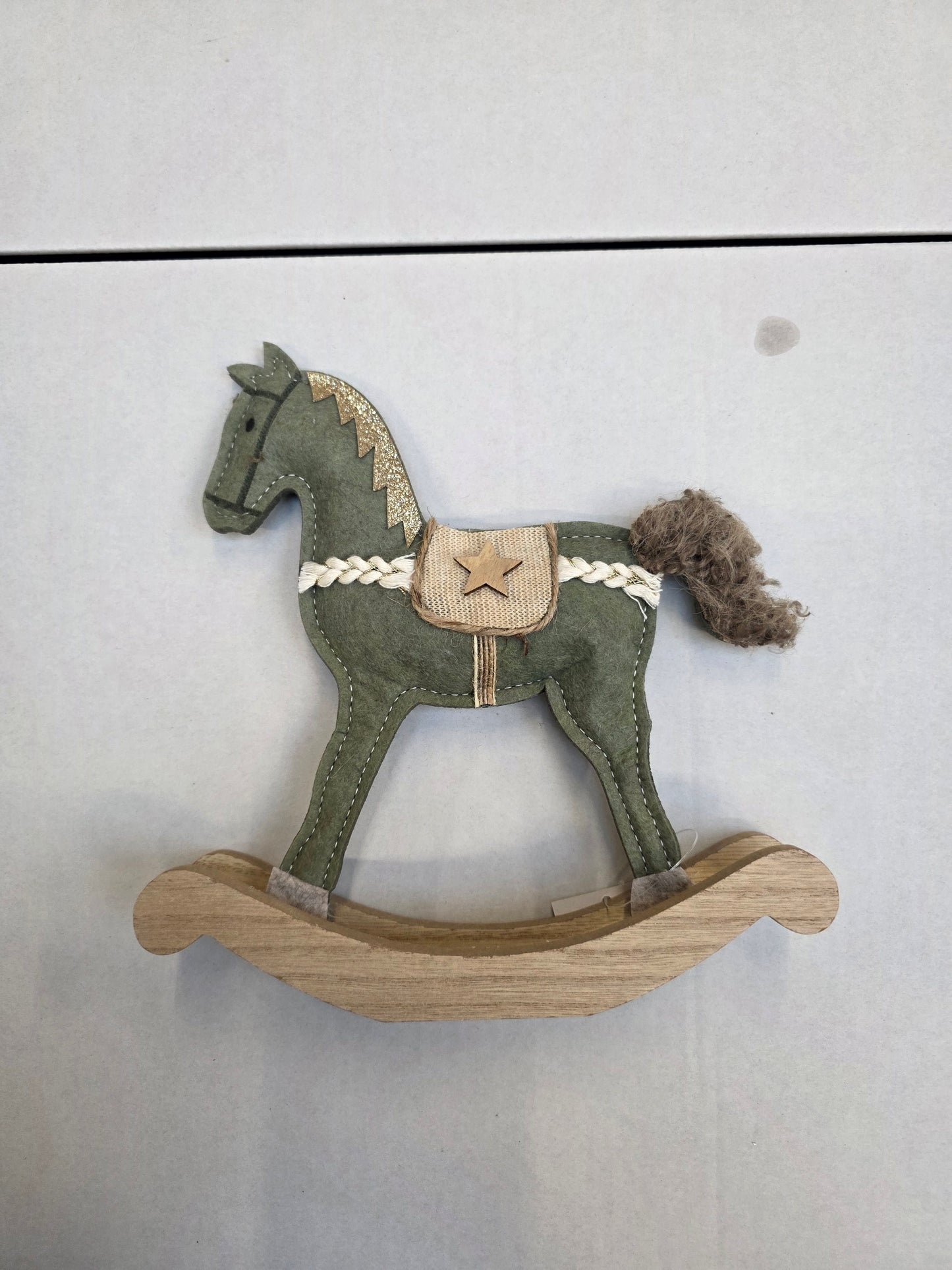 Rocking Horse Felt Green 20x21cm