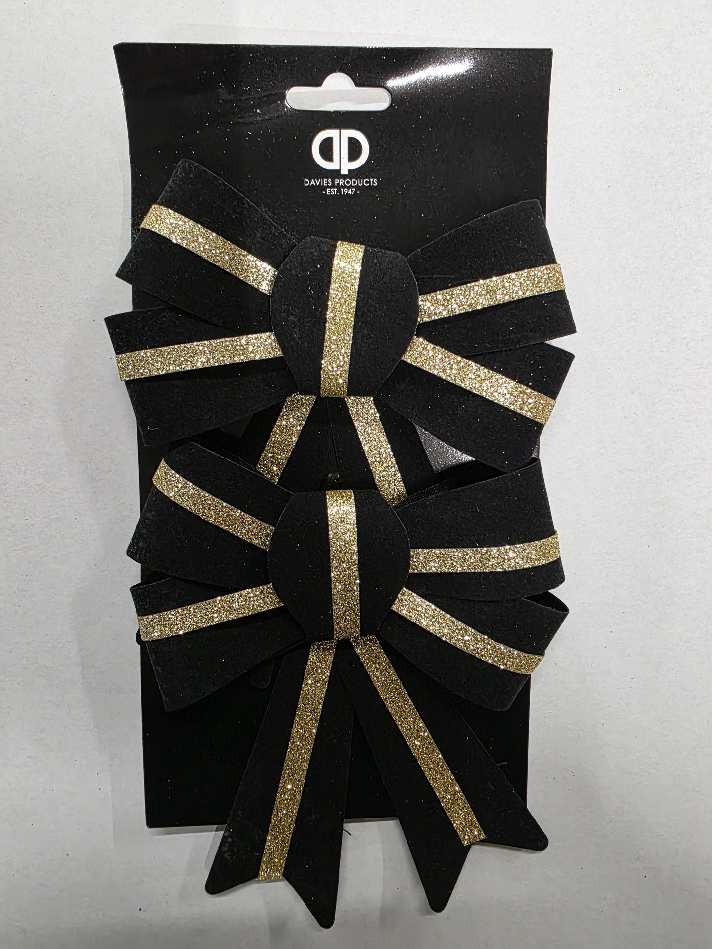 Bow Velour Black Gold 13x17cm X2 (PACK OF 4)