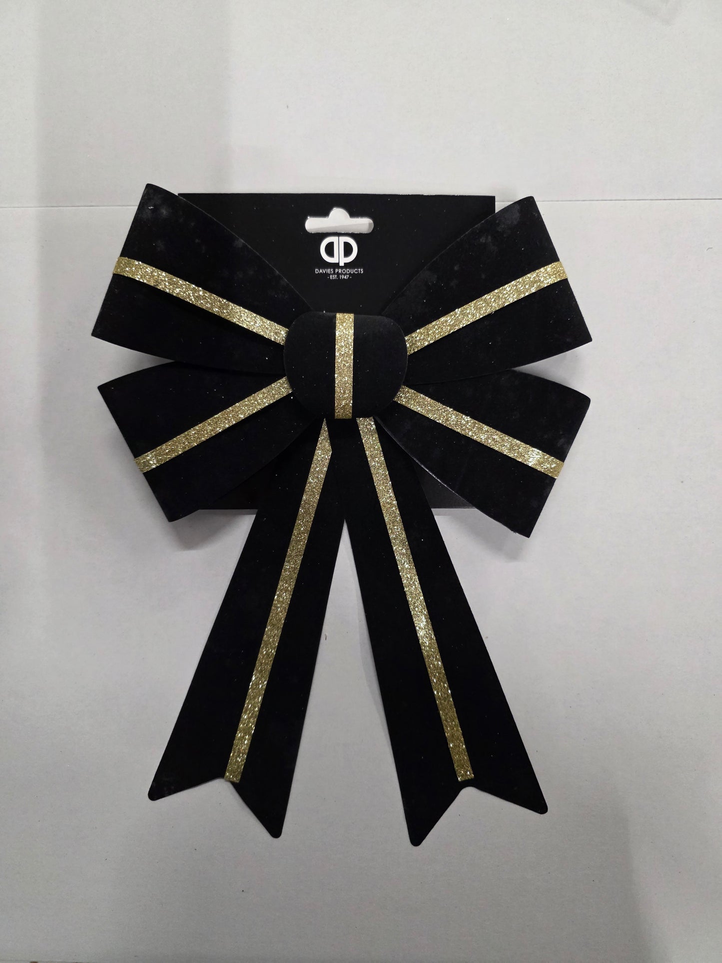 Bow Velour Black Gold 10x13cm X3 (PACK OF 3)