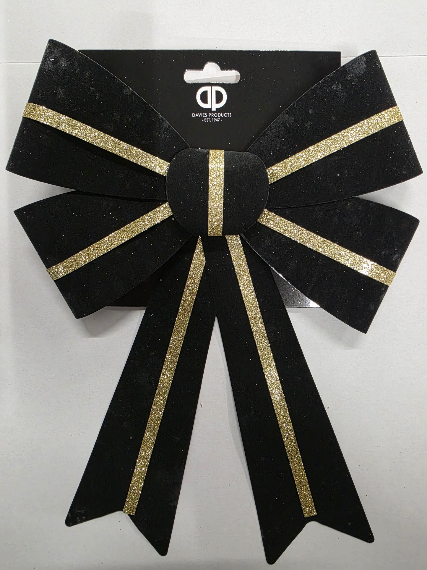 Bow Velour Black Gold 22x32cm (PACK OF 2)