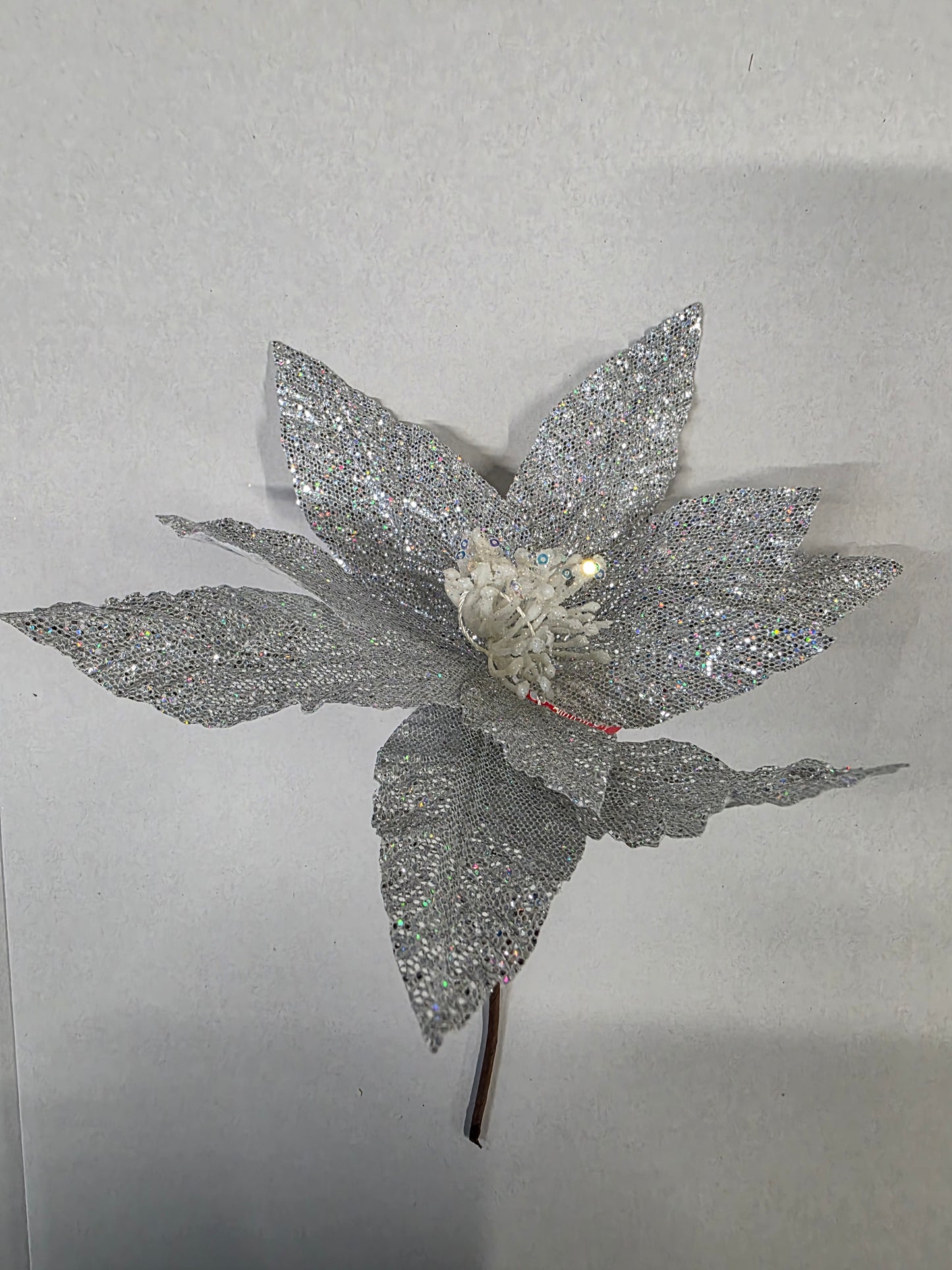 Poinsettia Irridescent White 27cm (PACK OF 2)