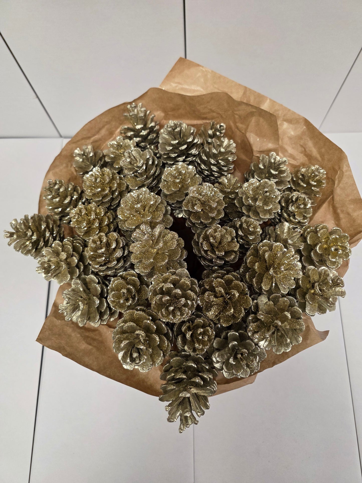 Dried Pine Cone Platinum + Glitt