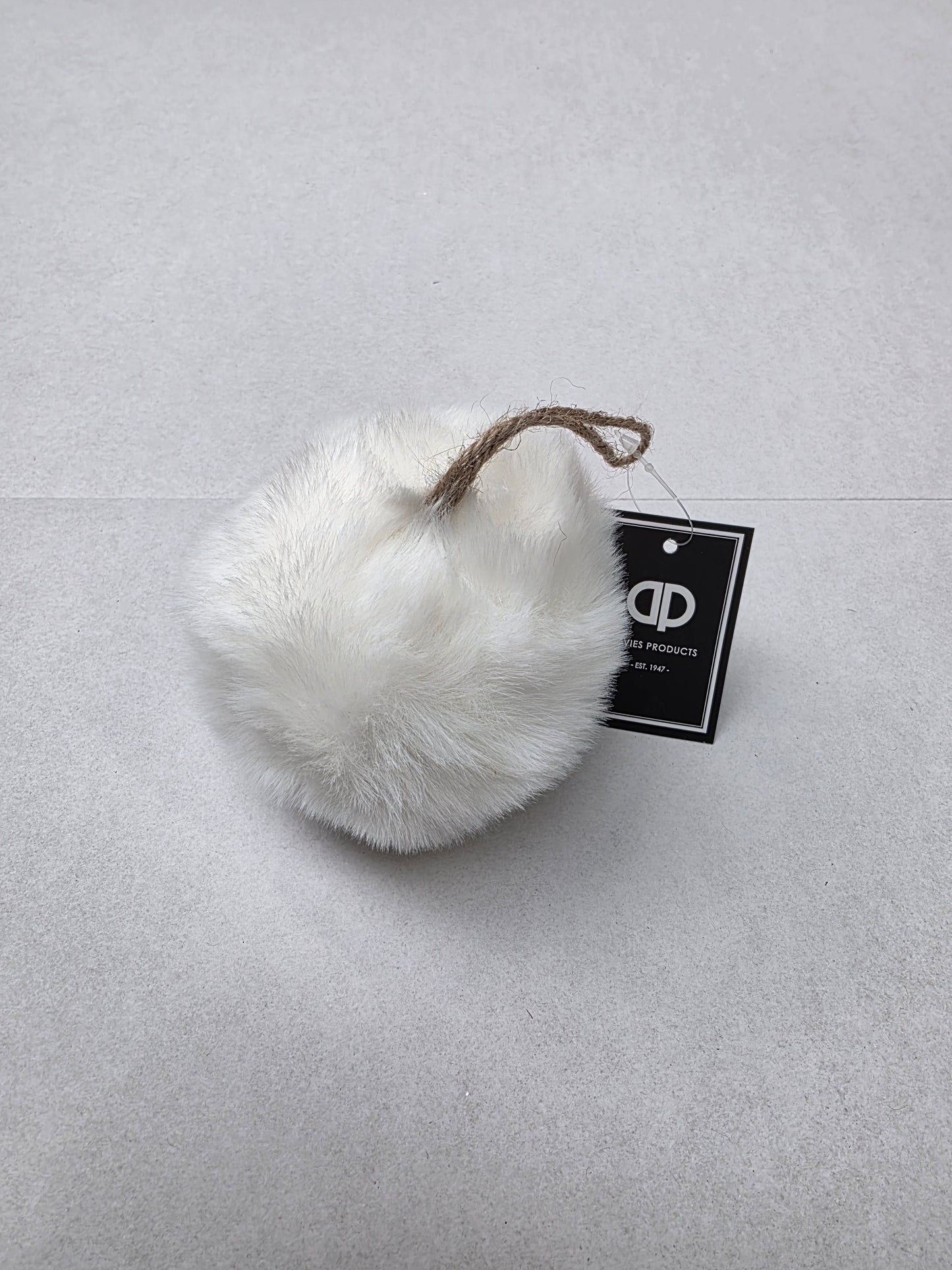 Bauble Fur 10cm White (PACK OF 3)
