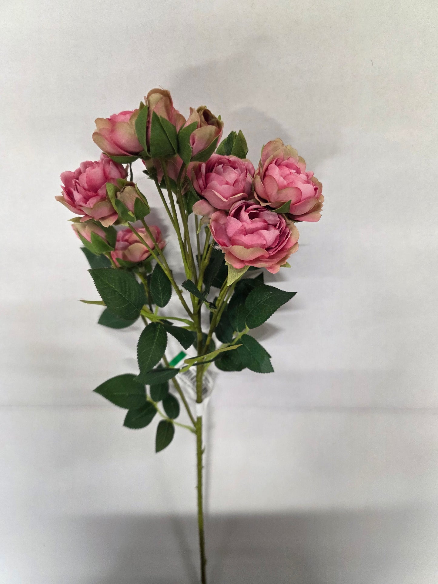 Artificial Rose Mini Spray Pink Green 57cm