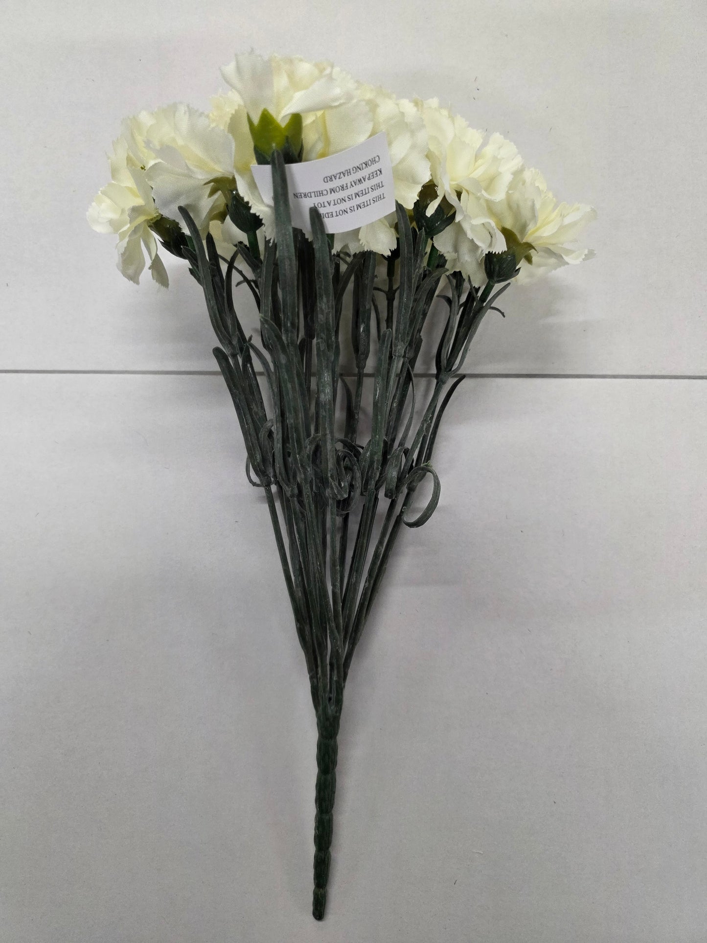 Artificial Carnation Bush Large Ivory 11 Heads