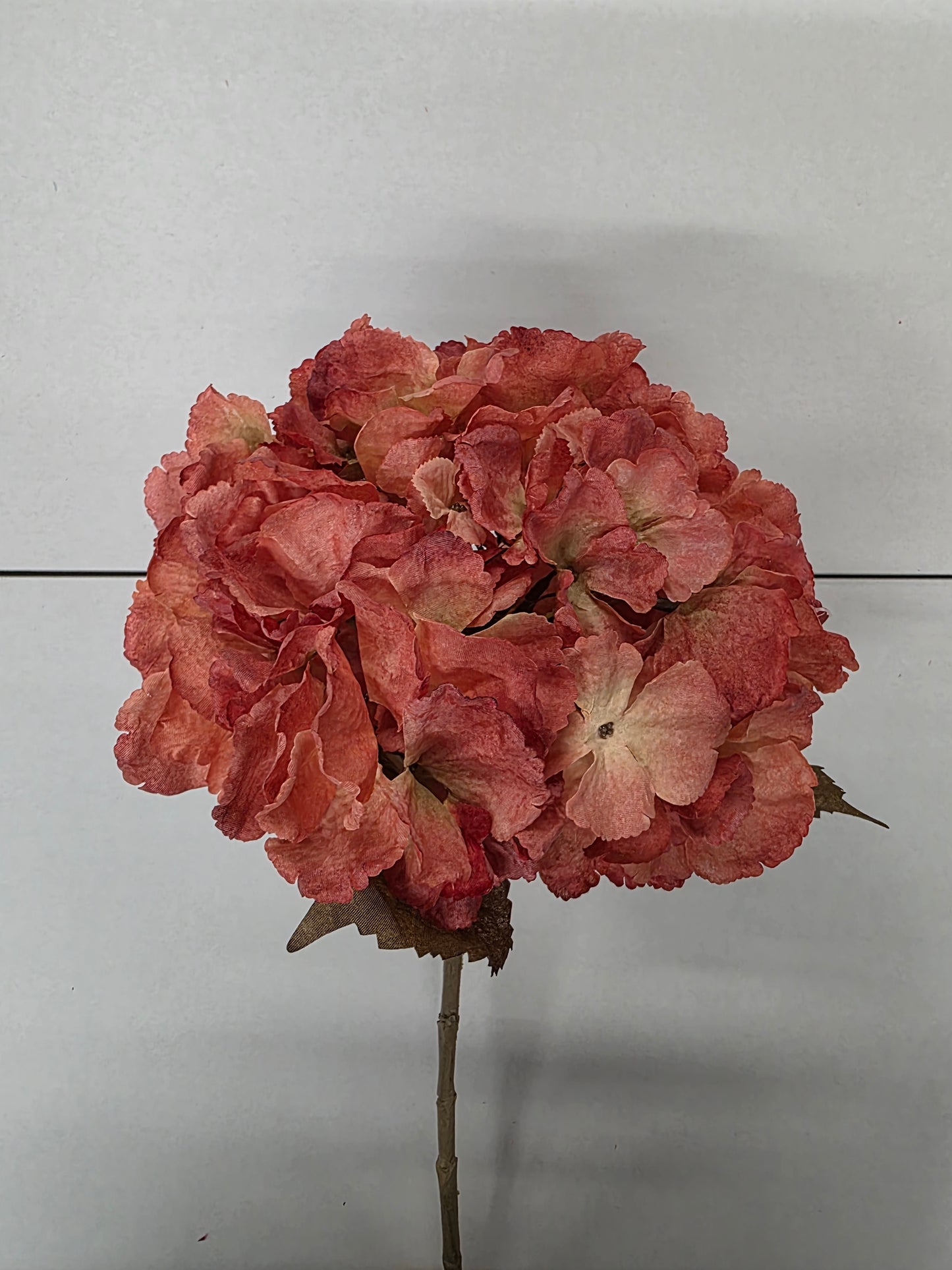 Artificial Hydrangea Stem 80cm Coral