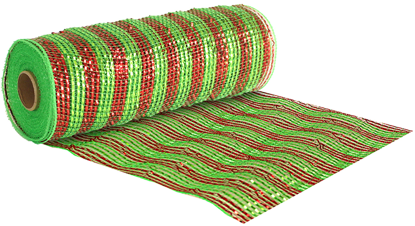 Deco Mesh Red Green Stripe