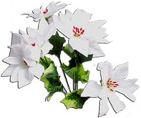 Xmas Pointsettia Bush White X7 (PACK OF 3)