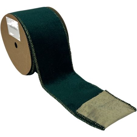 Ribbon Velvet Green & Gold Back 63mmx10yrd