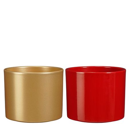 Era Pot Round Red Gold 2 Assorted Display (Pack of 16)