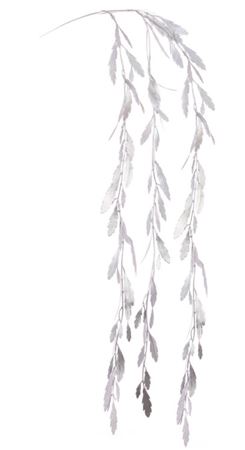 Metallic Hanging Leaf Spray Silver 97cm